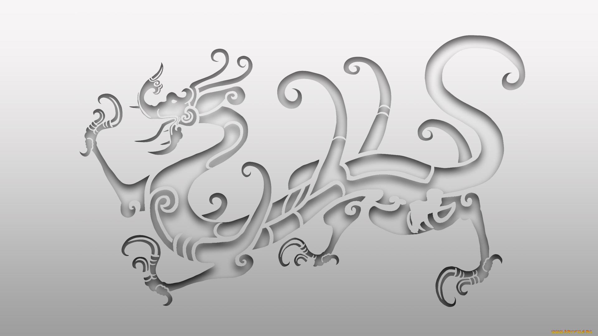 векторная, графика, стиль, дракон, узоры