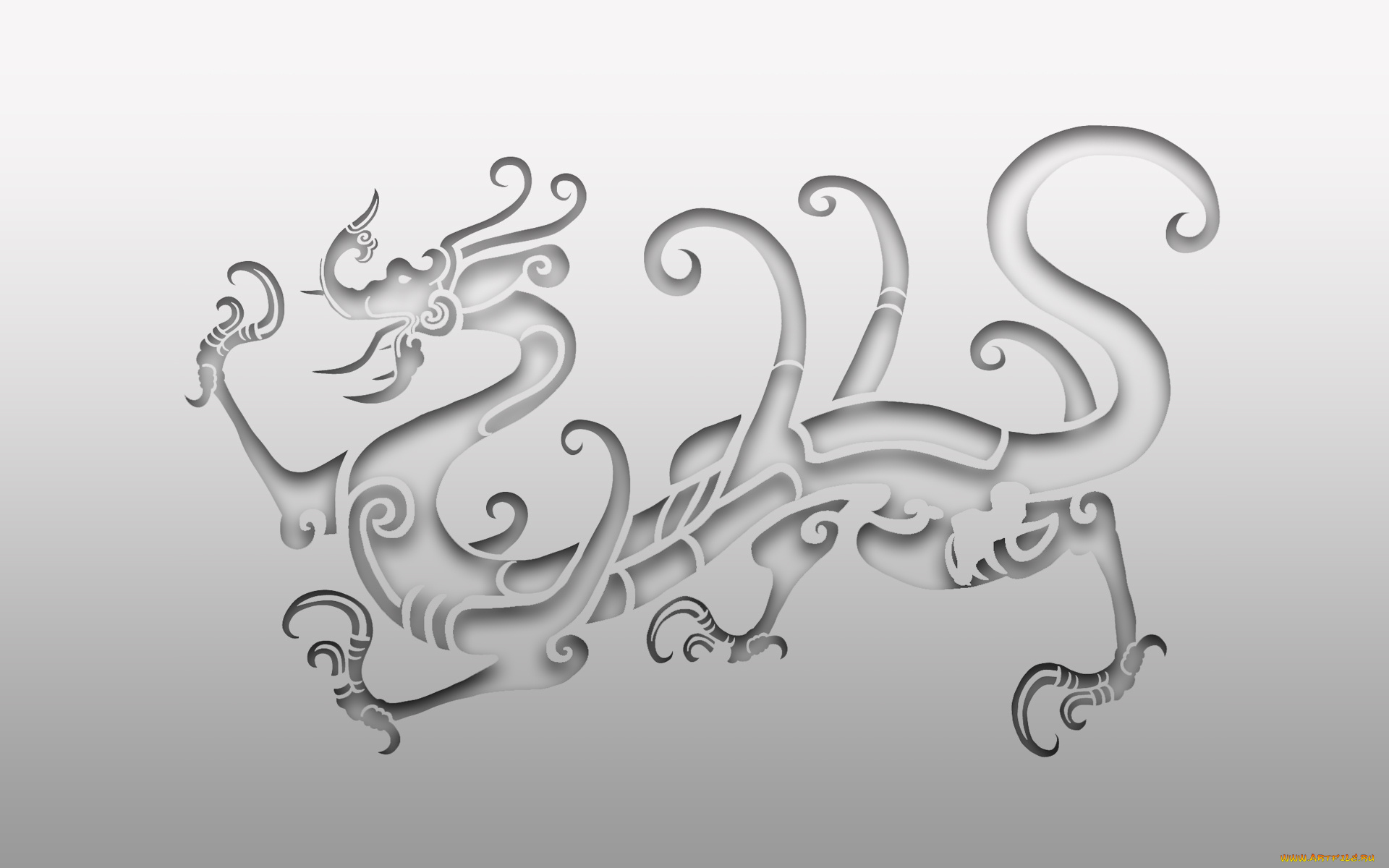 векторная, графика, стиль, дракон, узоры