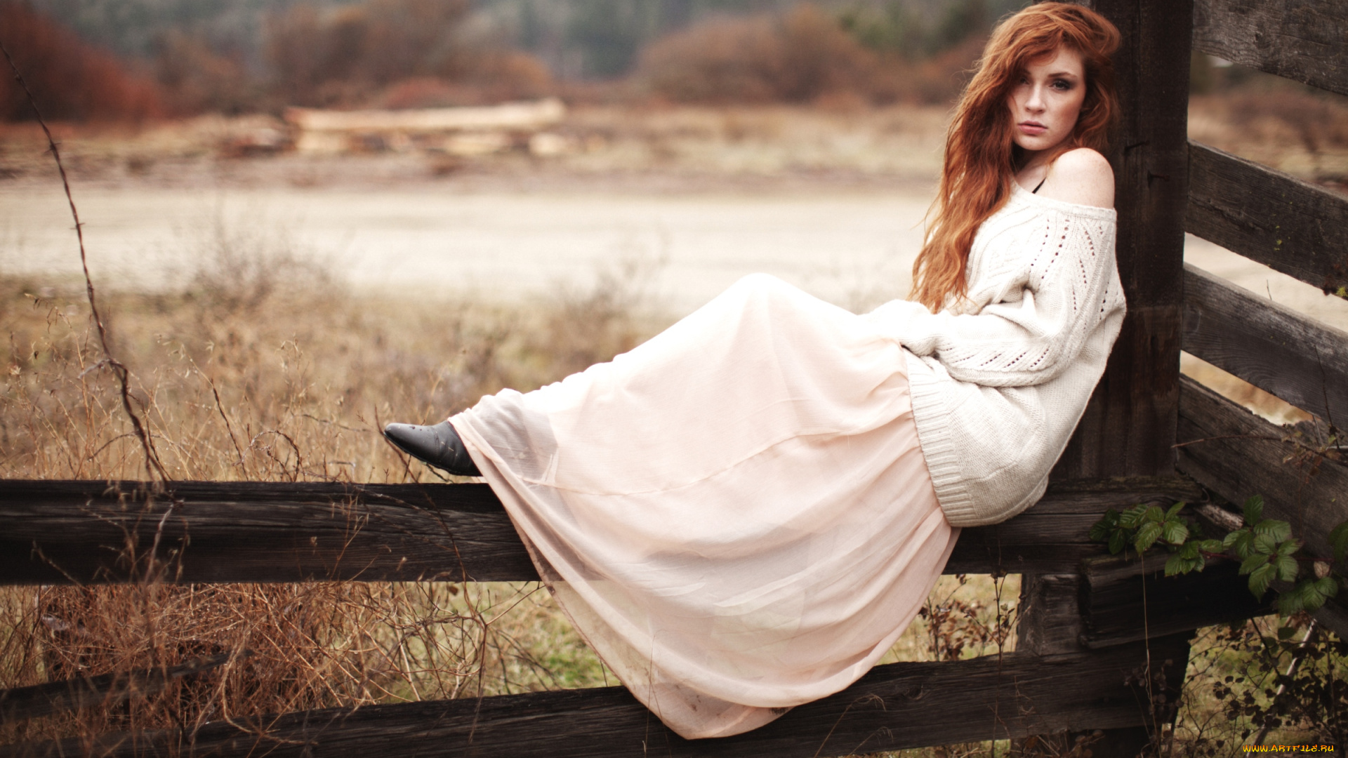 девушки, -unsort, , рыжеволосые, и, другие, цвета, забор