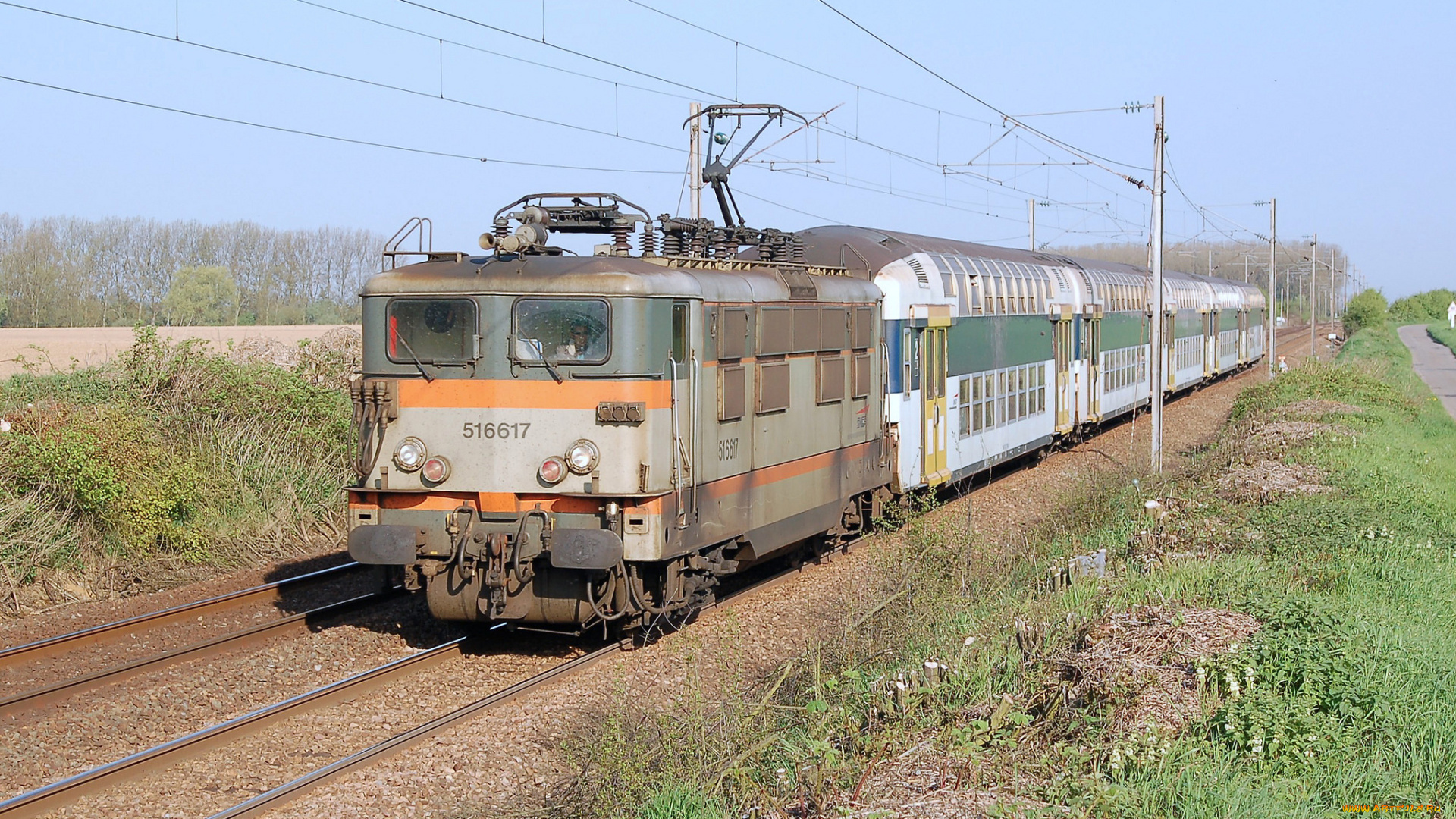 техника, электрички, пассажирский, состав, железная, дорога, рельсы, локомотив, вагоны