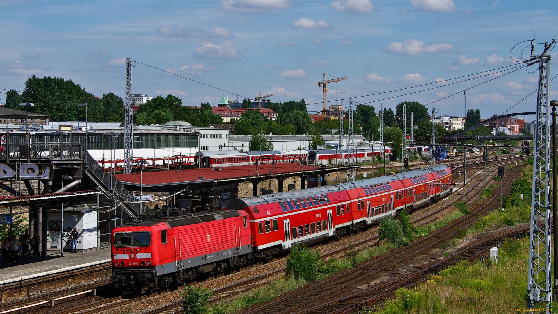 техника, поезда, железная, дорога, рельсы, локомотив, вагоны, пассажирский, состав