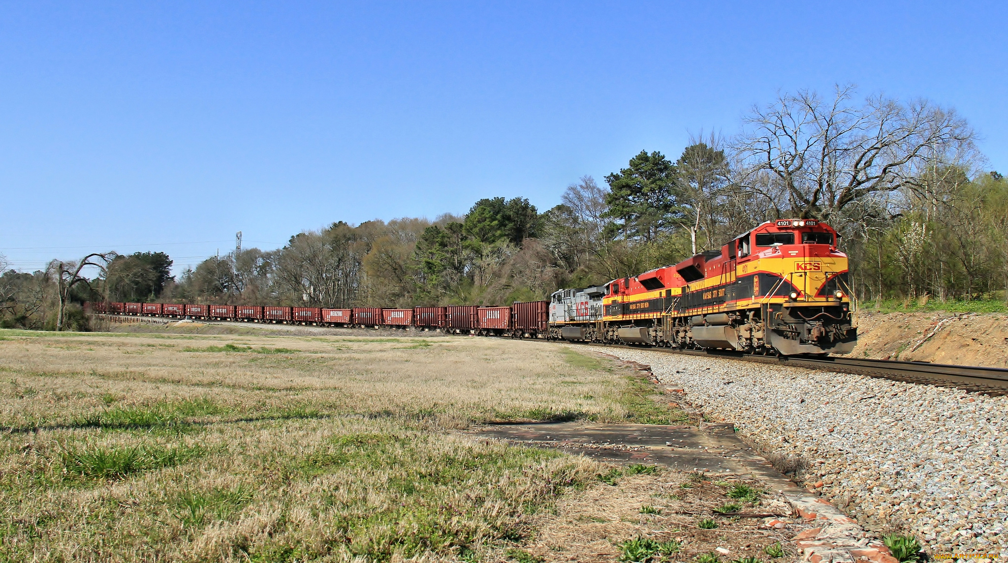 техника, поезда, грузовой, состав, вагоны, локомотив, рельсы, железная, дорога