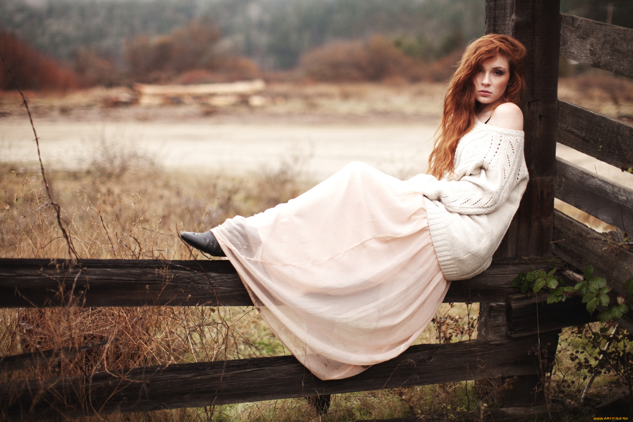 девушки, -unsort, , рыжеволосые, и, другие, цвета, забор