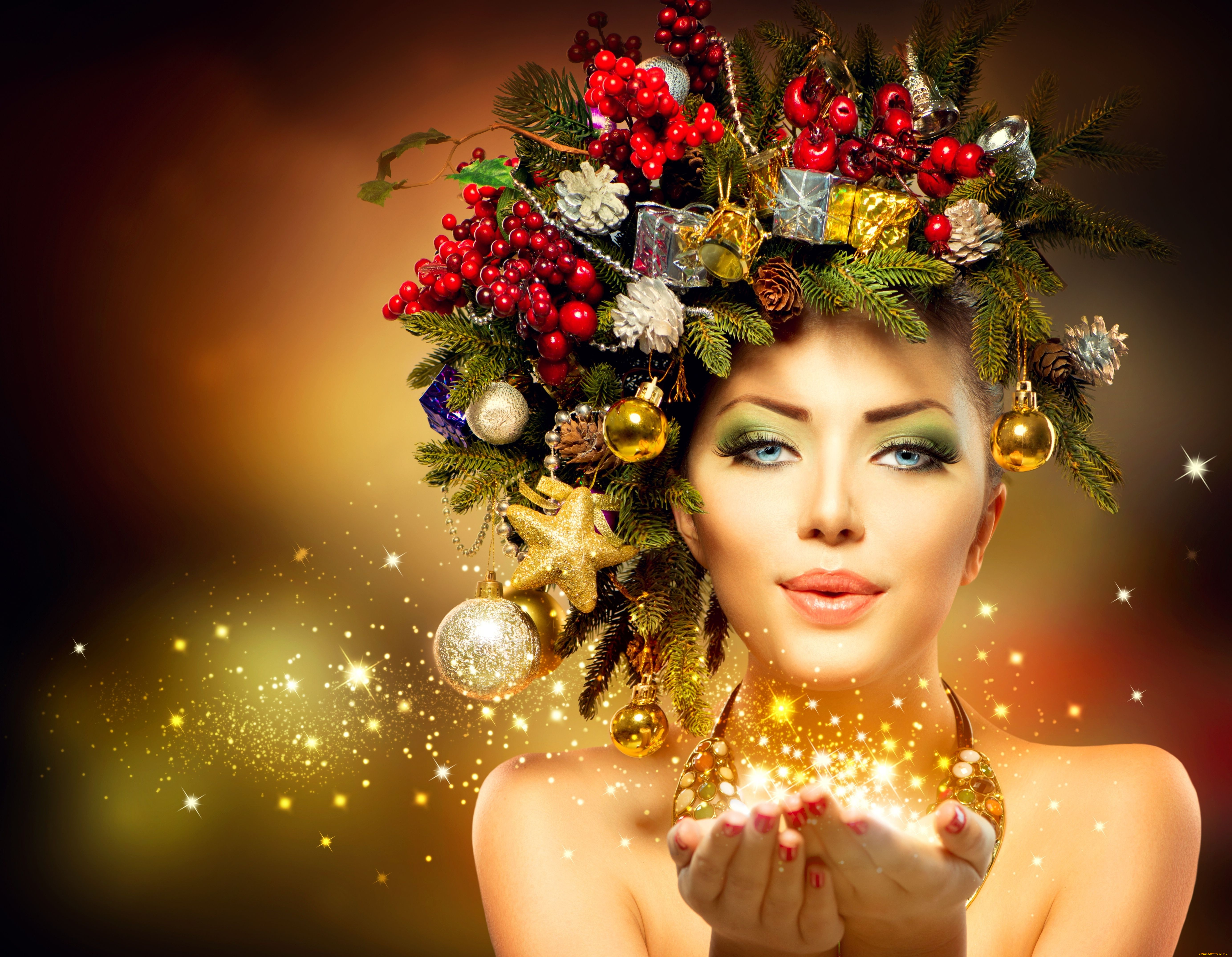 девушки, -unsort, , креатив, украшения, новый, год