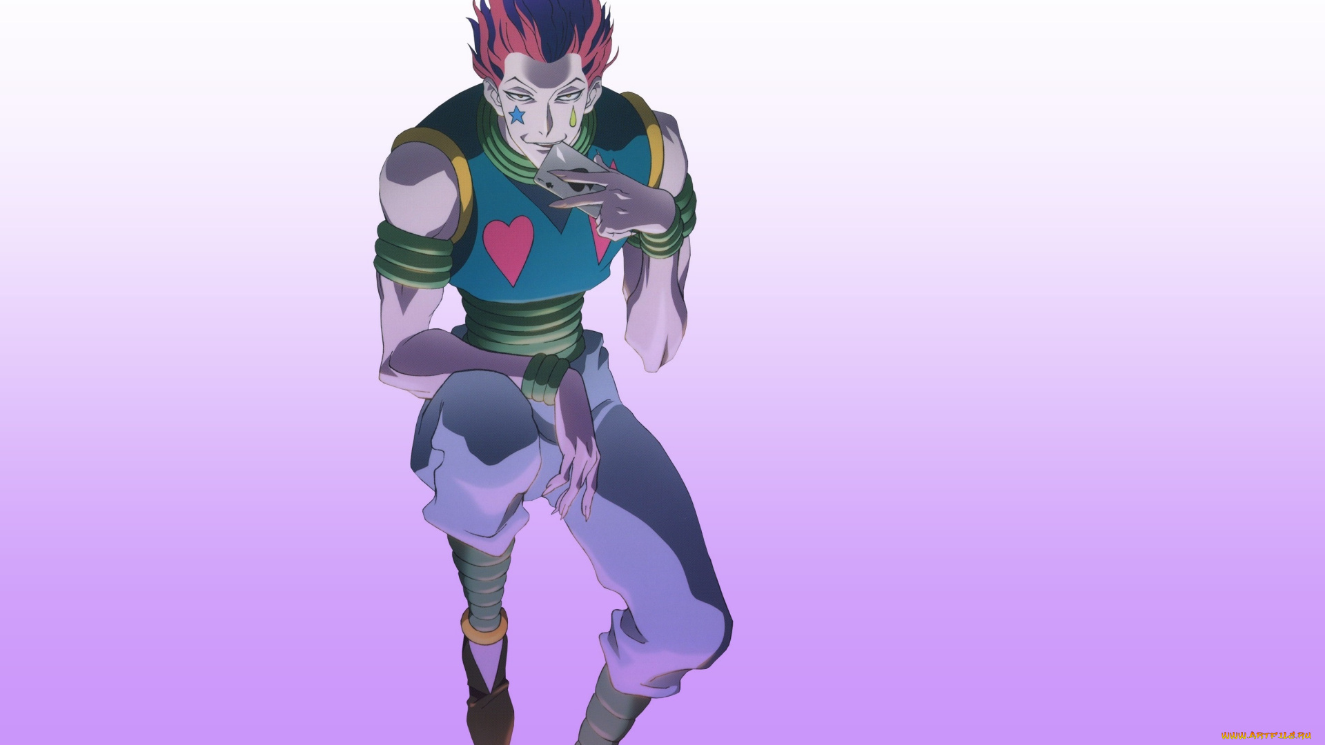 аниме, hunter, x, hunter, хисока, арт, фон, парень, улыбка, взгляд