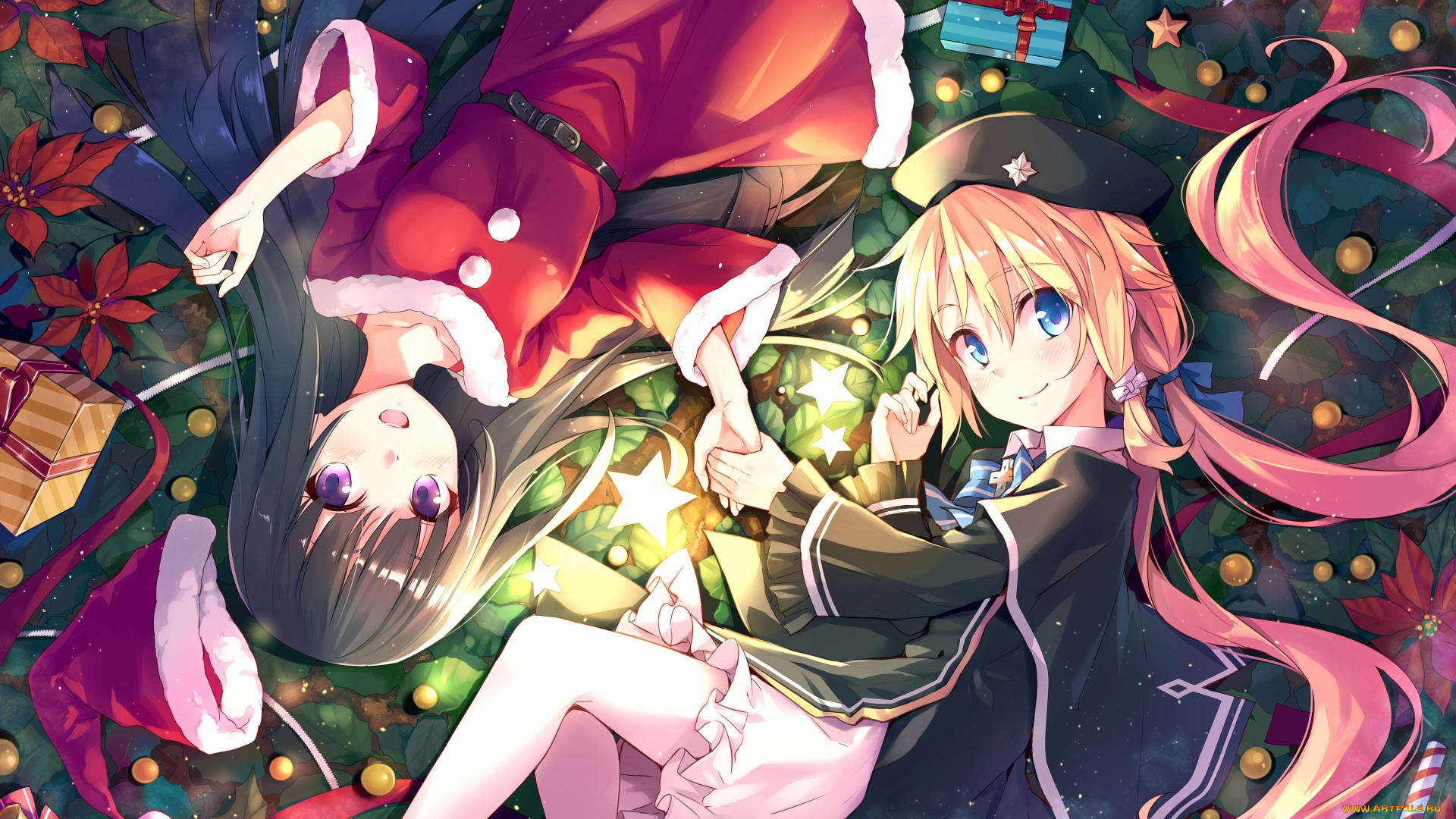 аниме, зима, , новый, год, , рождество, арт, hika, cross-angel, xiao, ma, девушки, magi, in, wanchin, basilica