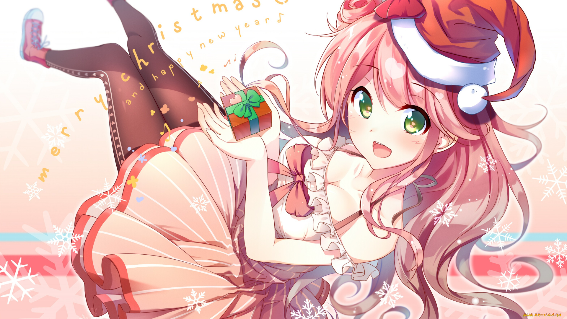 аниме, зима, , новый, год, , рождество, momoyama, nao, снегурочка, девушка, sora, from, france