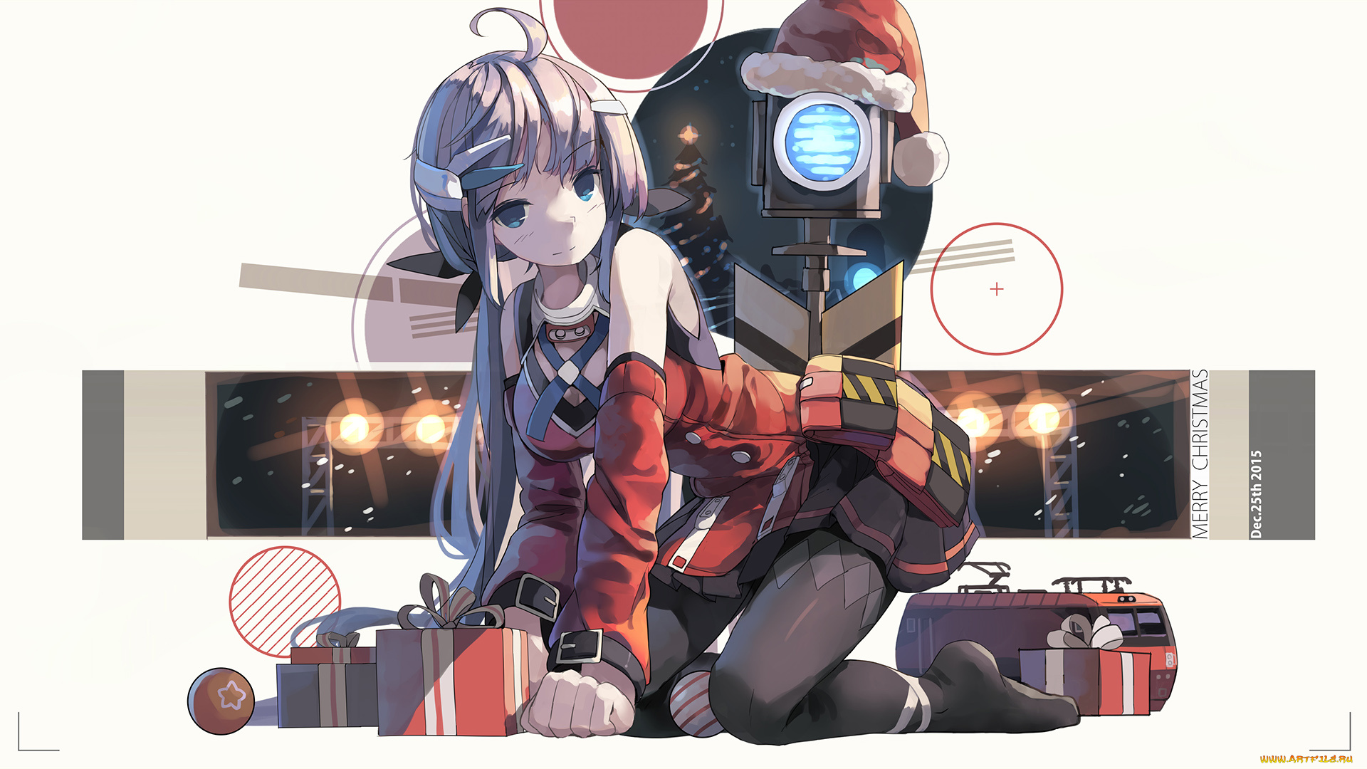 аниме, зима, , новый, год, , рождество, рождество, арт, nodata, девушка