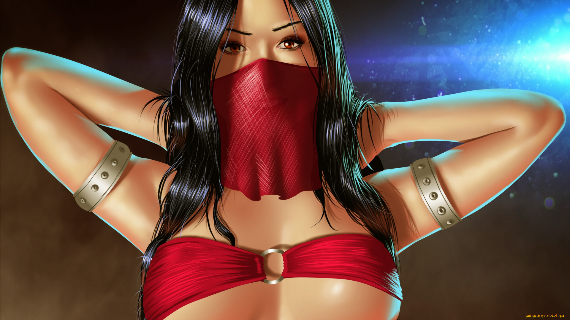 фэнтези, девушки, эротика, взгляд, девушка, арт, грудь, глаза