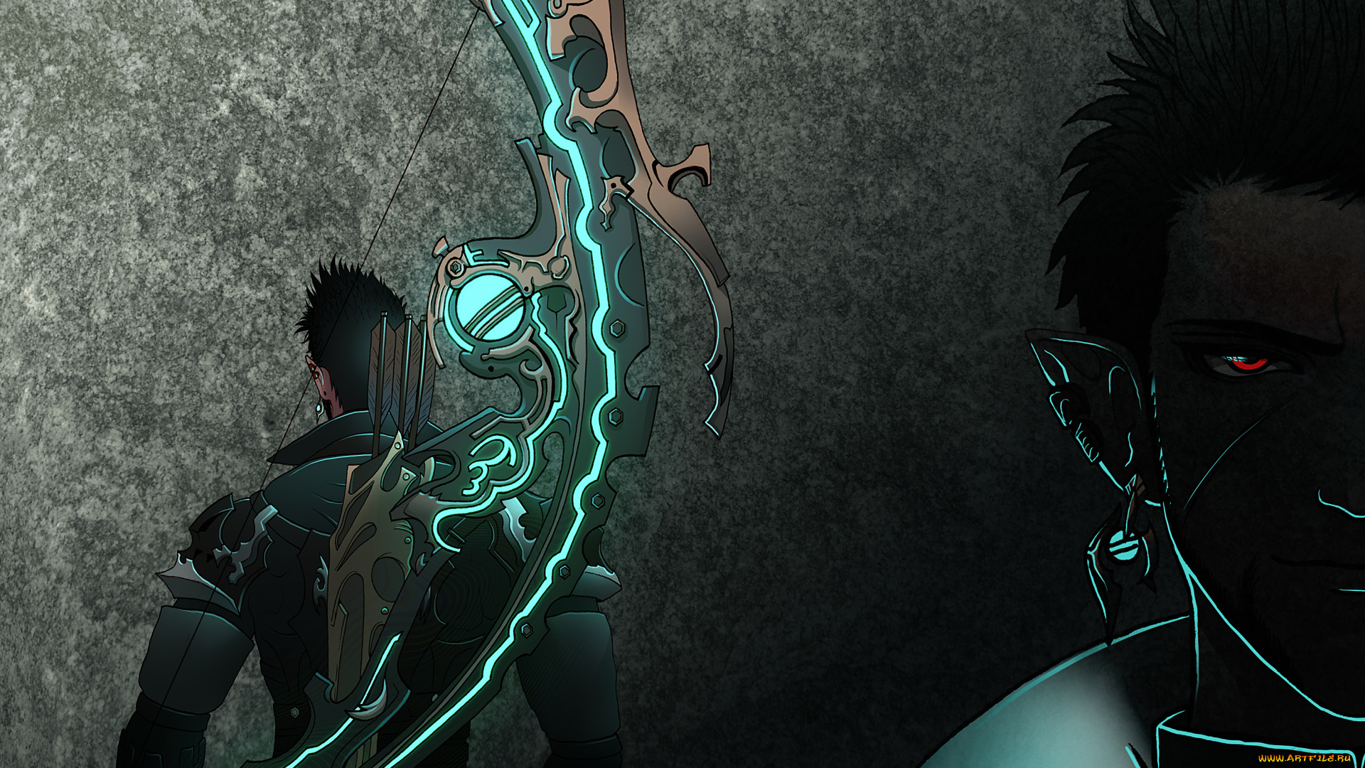 фэнтези, эльфы, фантастика, арт, лук, парень, взгляд, эльф, стрелы, мужчина, лучник, лицо