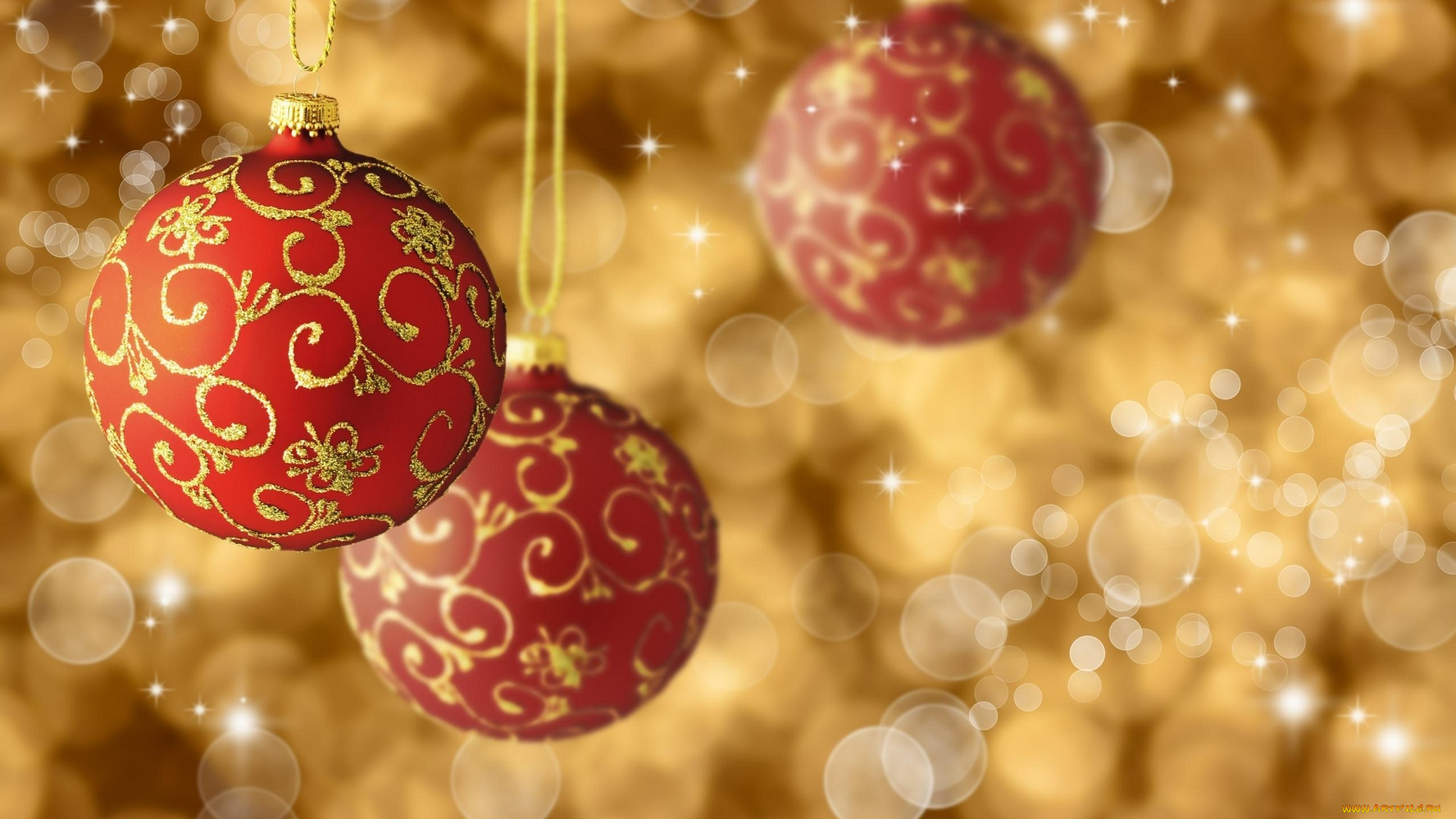 праздничные, шары, блики, украшения, ёлка