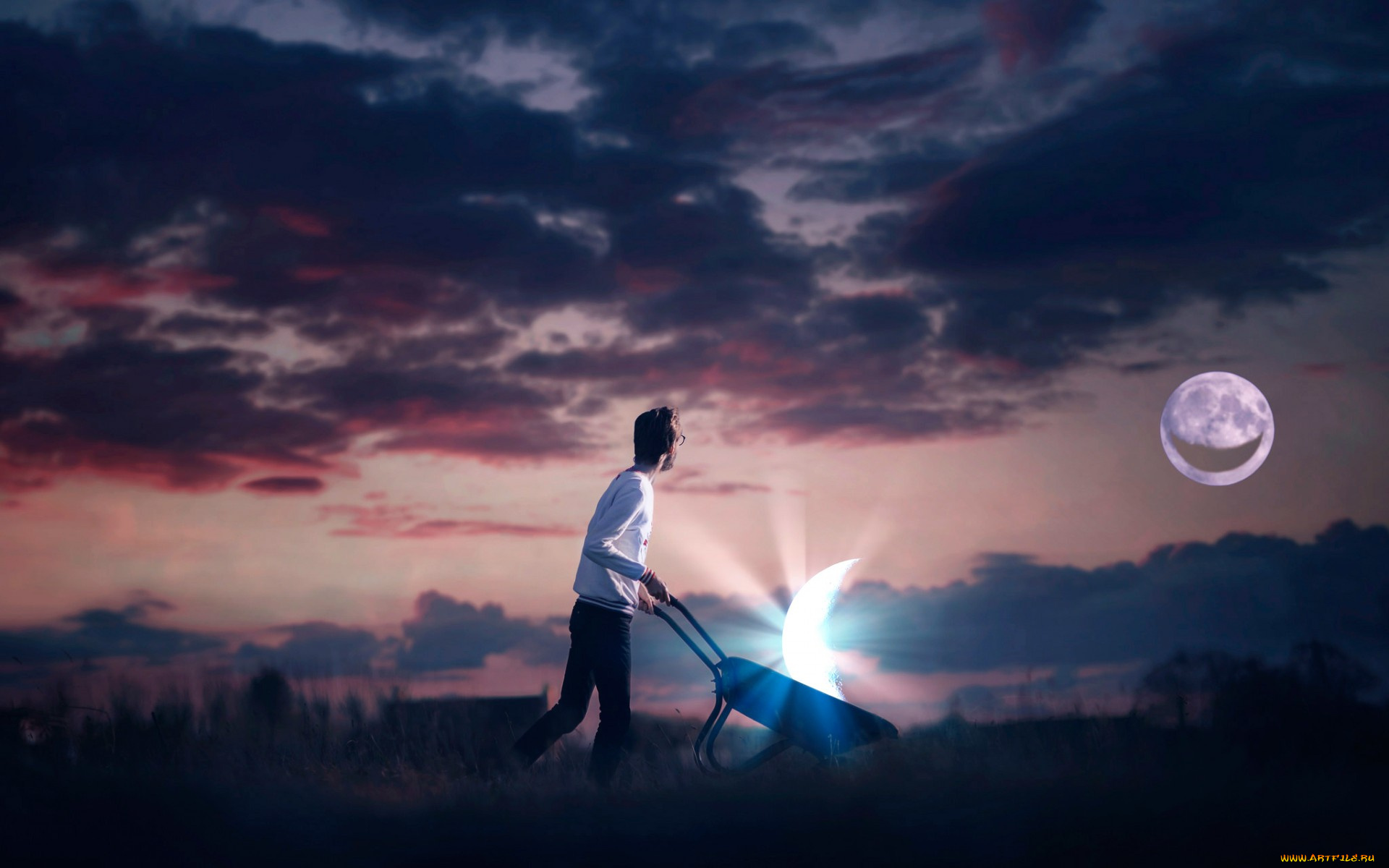 разное, компьютерный, дизайн, парень, луна, the, moon, repairer, vincent, bourilhon