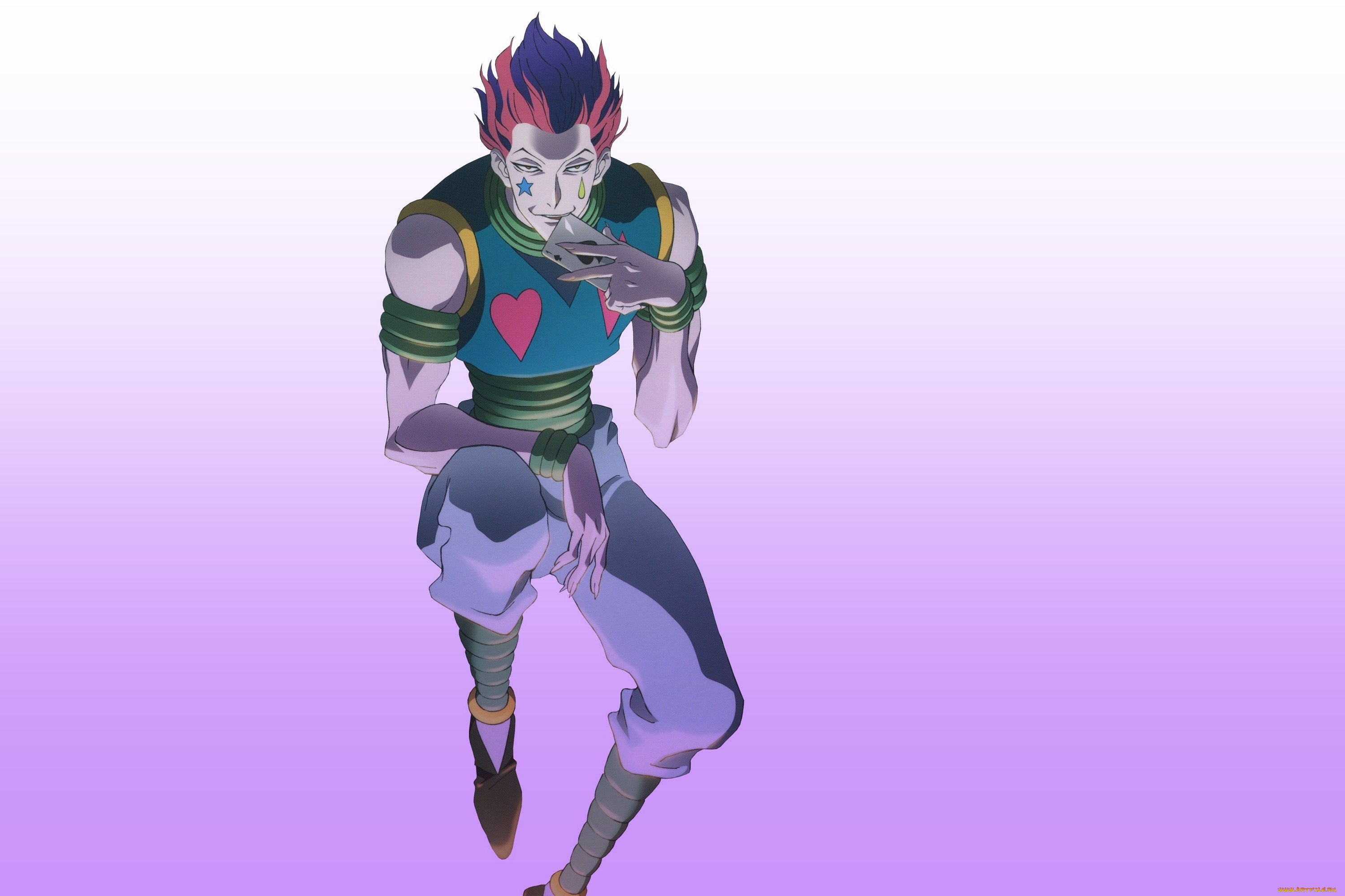 аниме, hunter, x, hunter, хисока, арт, фон, парень, улыбка, взгляд