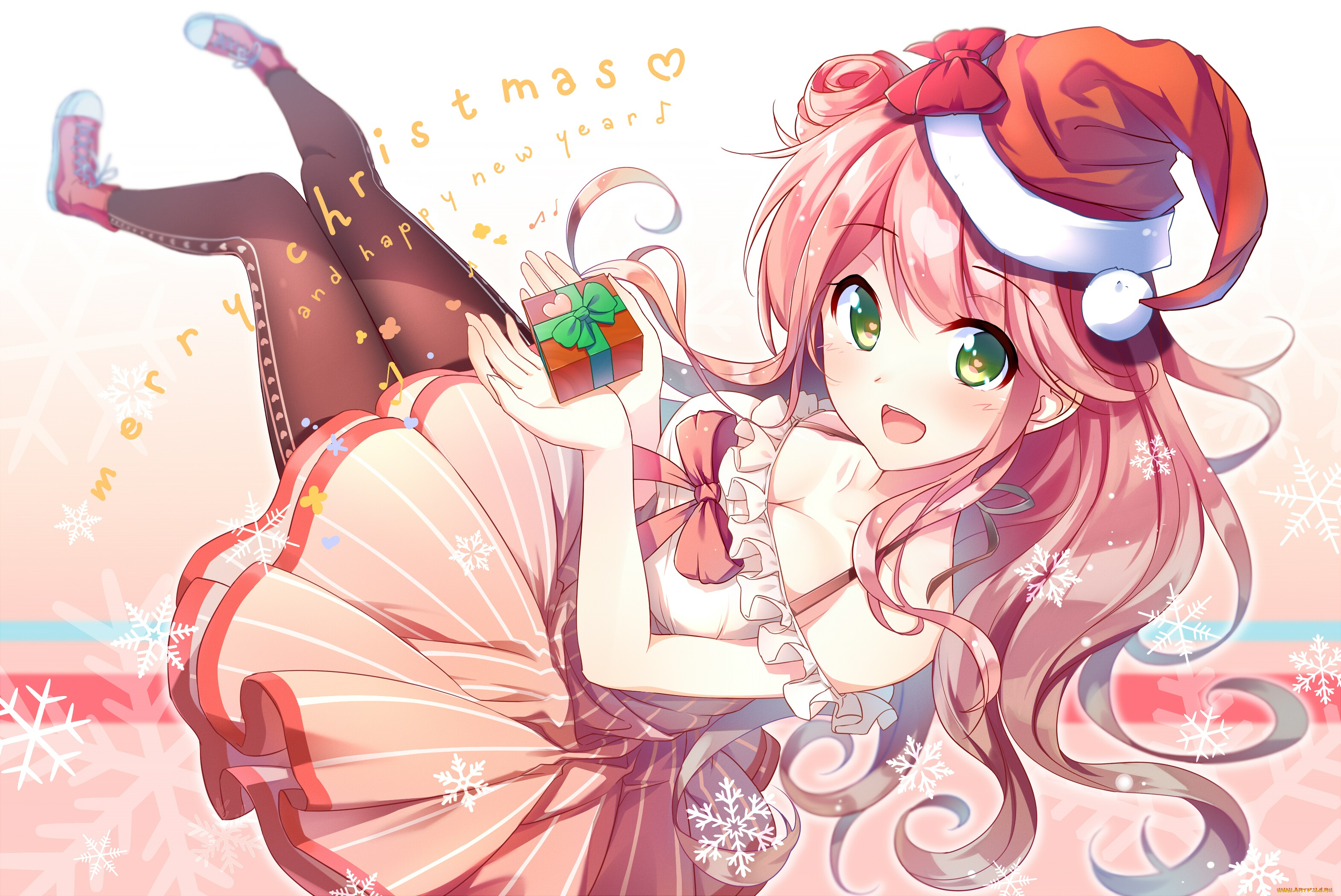 аниме, зима, , новый, год, , рождество, momoyama, nao, снегурочка, девушка, sora, from, france