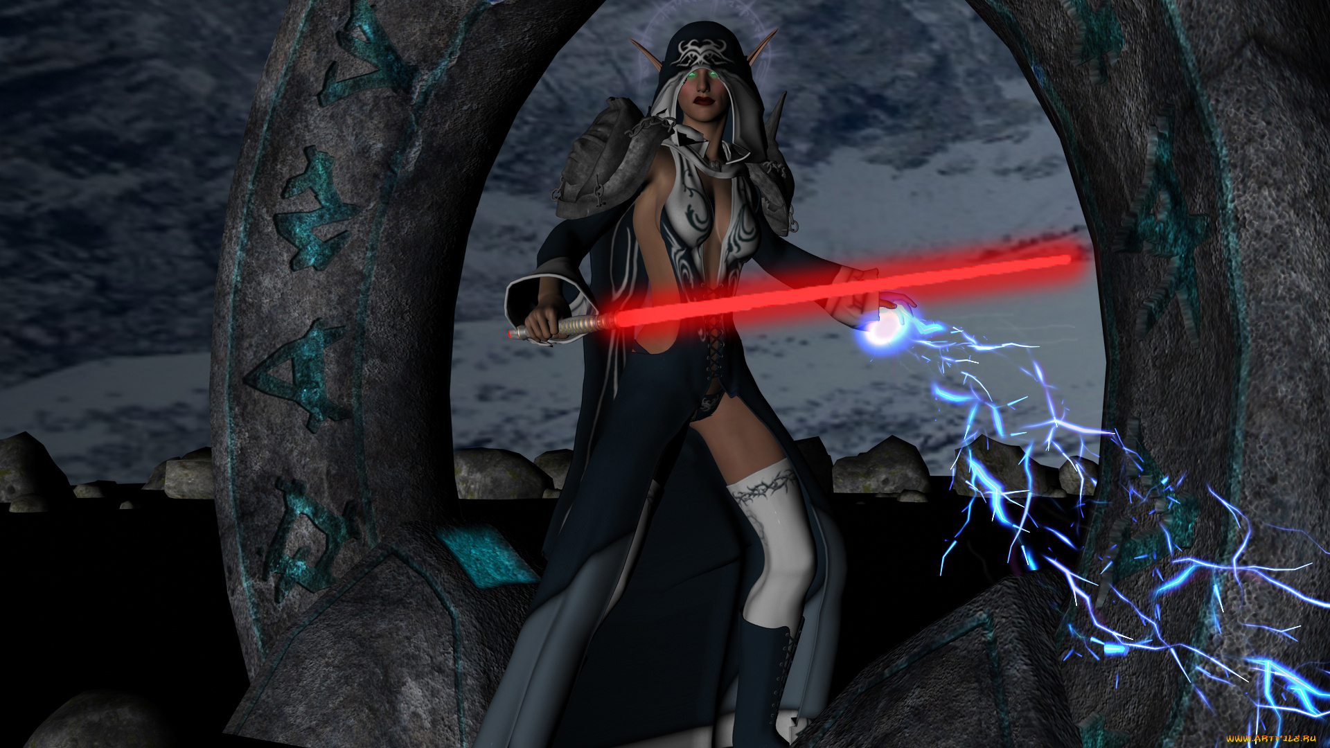 3д, графика, эльфы, , elves, эльфийка, взгляд, фон