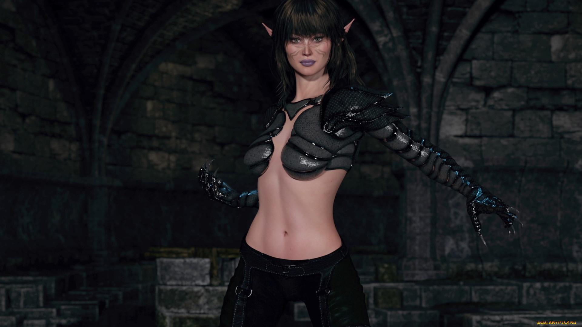 3д, графика, эльфы, , elves, эльфийка, взгляд, фон