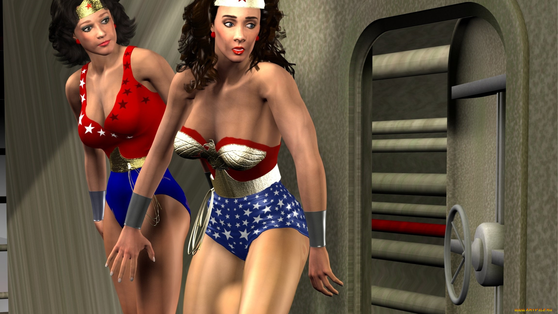 3д, графика, фантазия, , fantasy, девушки, взгляд, фон