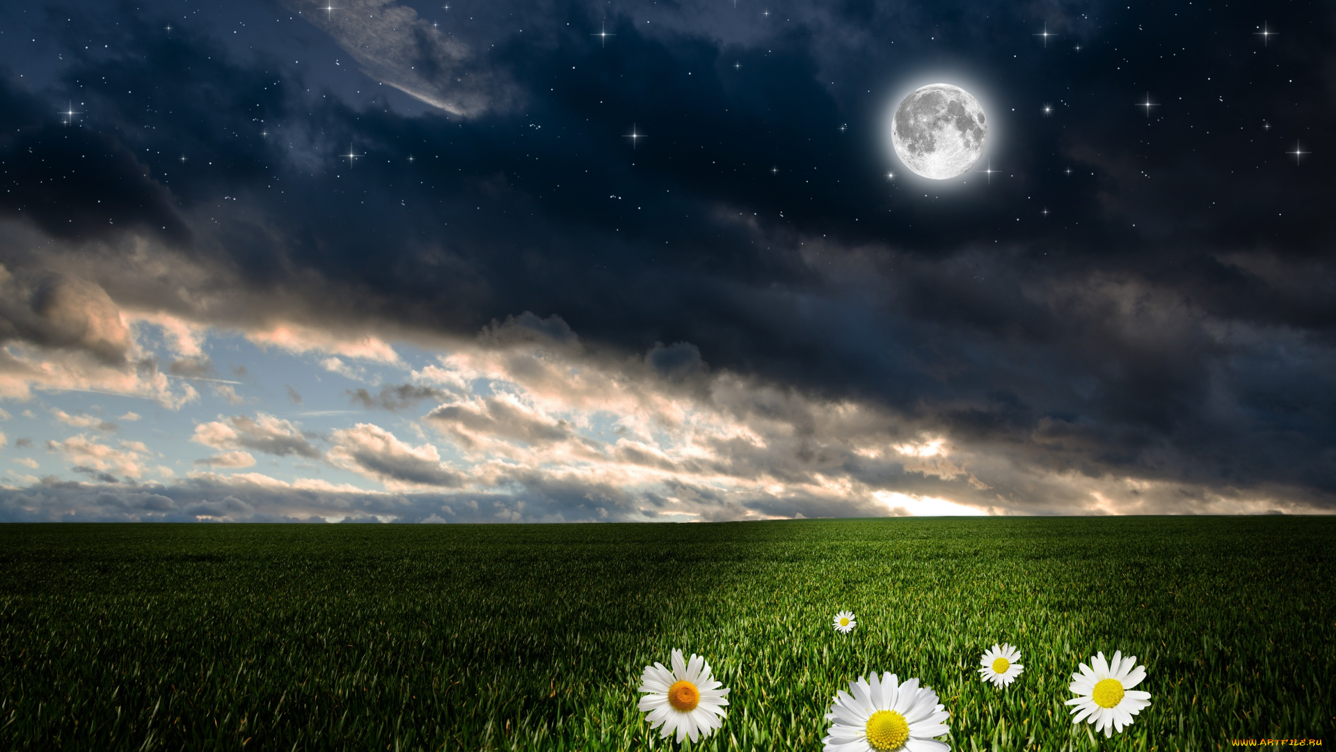 разное, компьютерный, дизайн, поверхность, звезды, луна