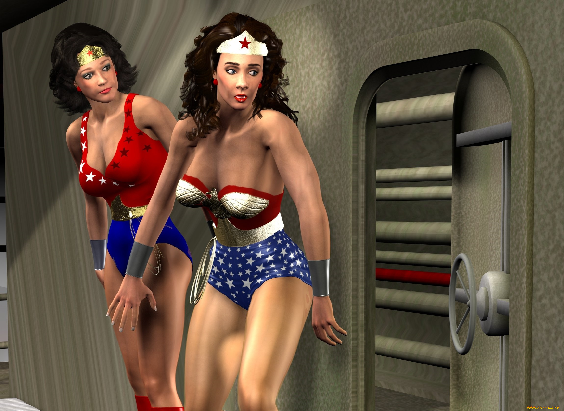 3д, графика, фантазия, , fantasy, девушки, взгляд, фон