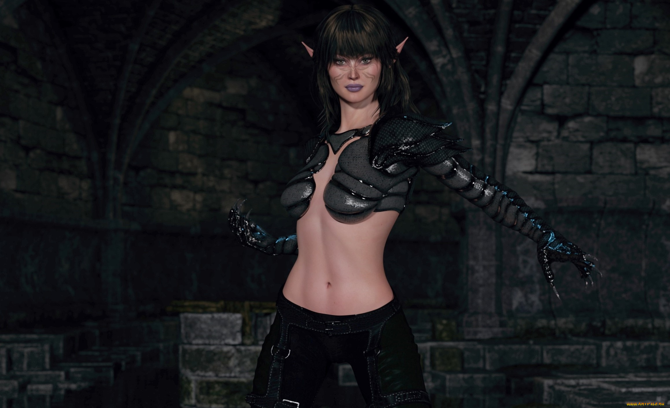 3д, графика, эльфы, , elves, эльфийка, взгляд, фон