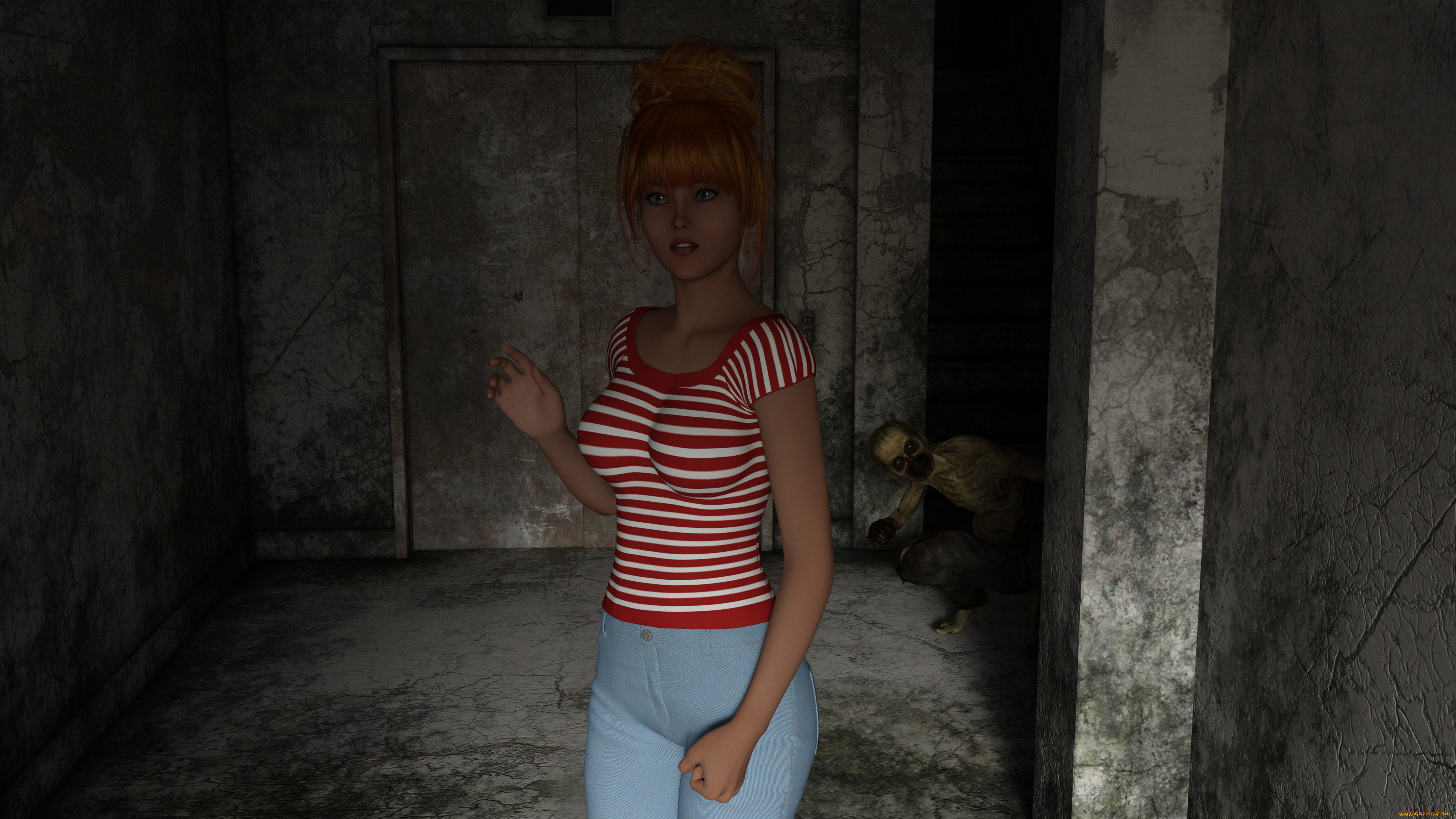 3д, графика, фантазия, , fantasy, девушка, взгляд, фон