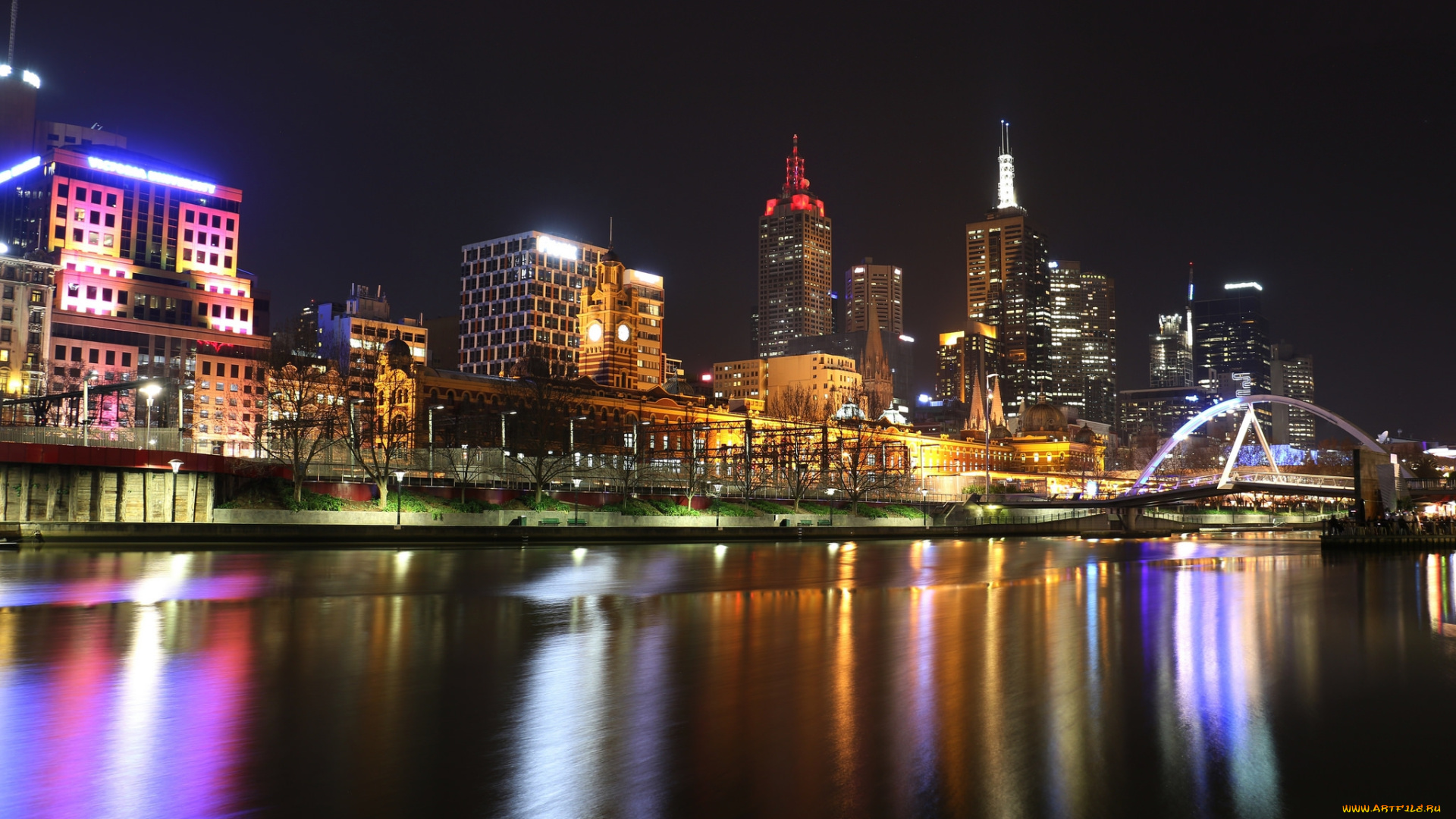 melbourne, города, мельбурн, , австралия, огни, ночь