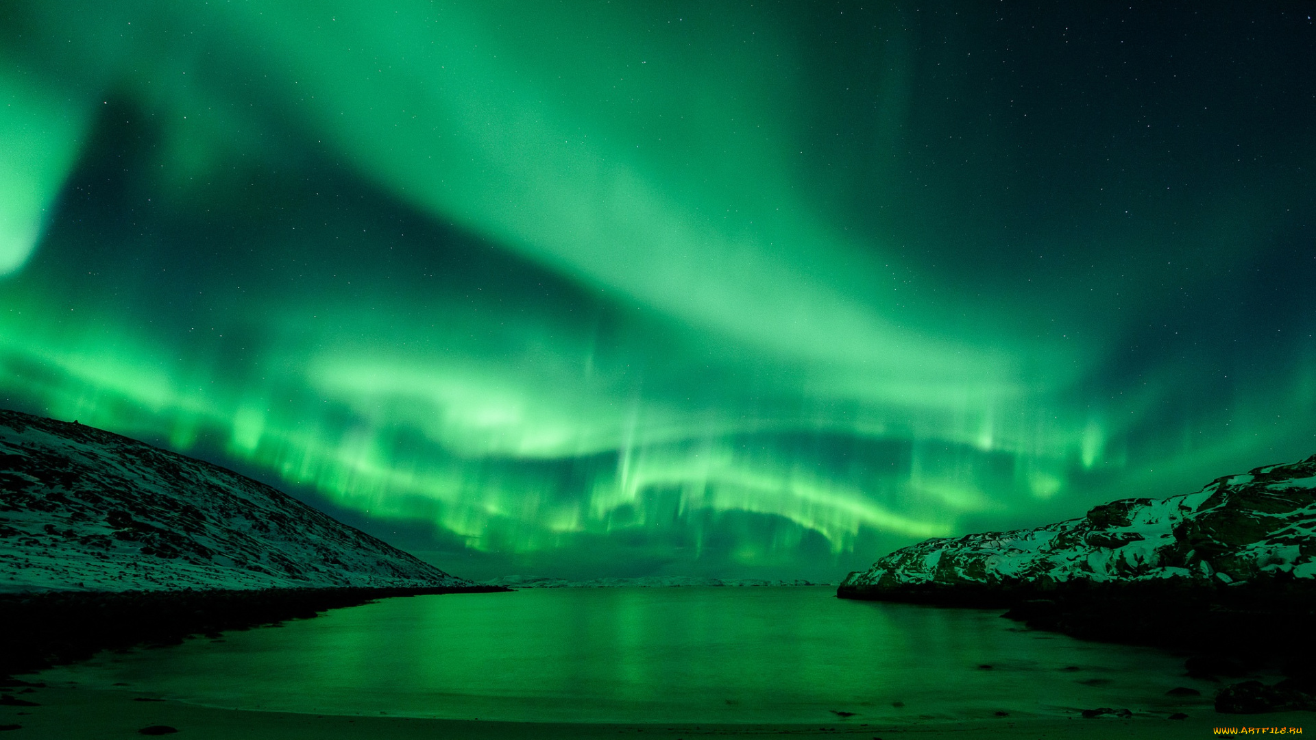 природа, северное, сияние, простор