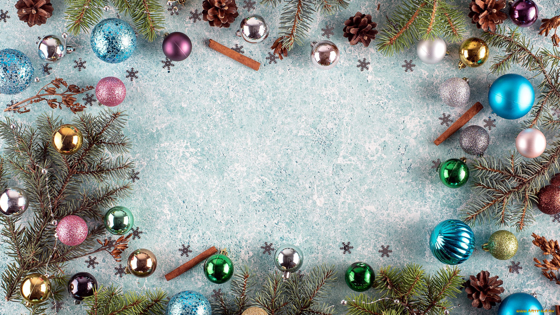 праздничные, шары, шишки, шарики, еловые, ветки