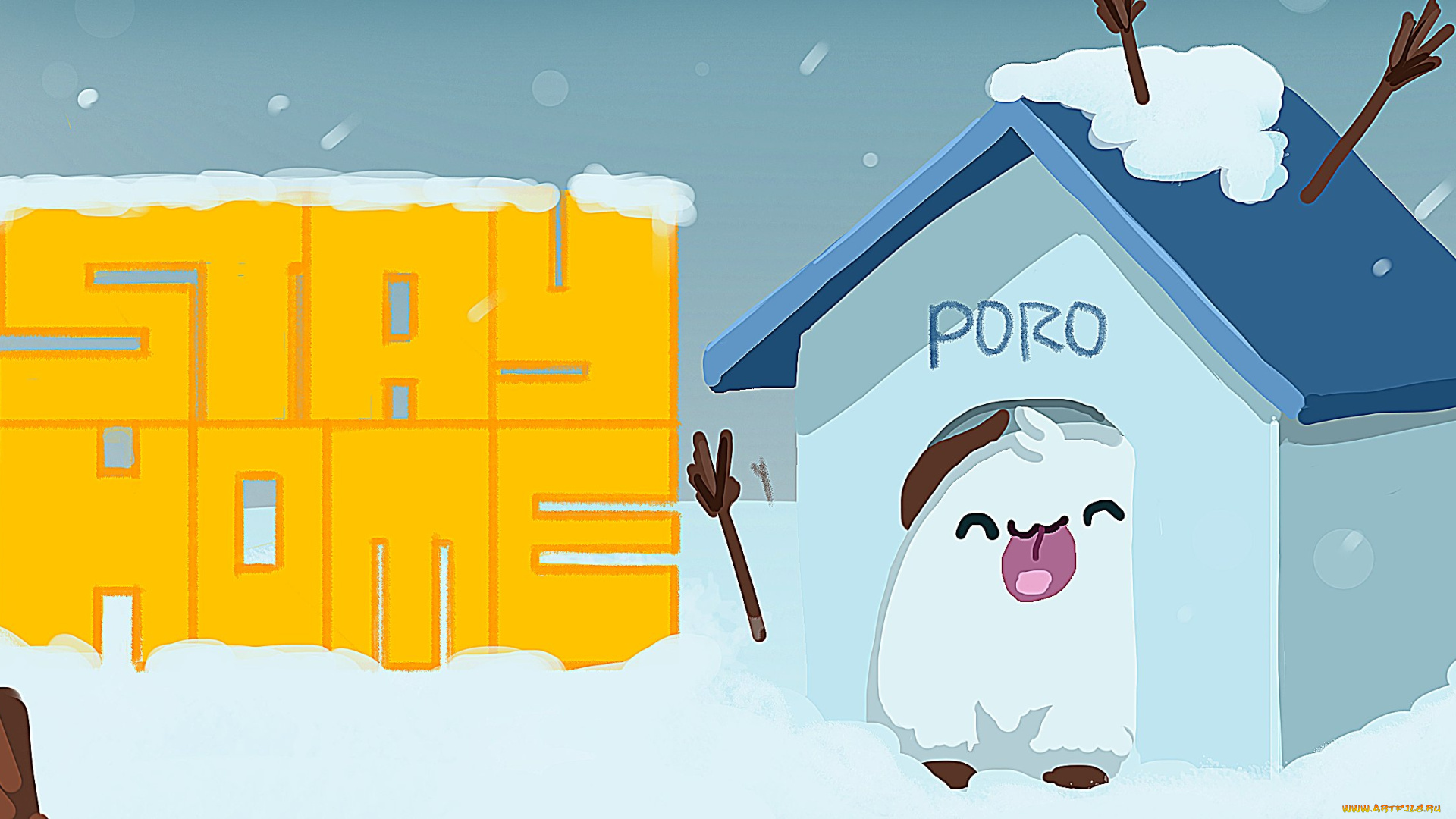 видео, игры, league, of, legends, поро, будка, снег