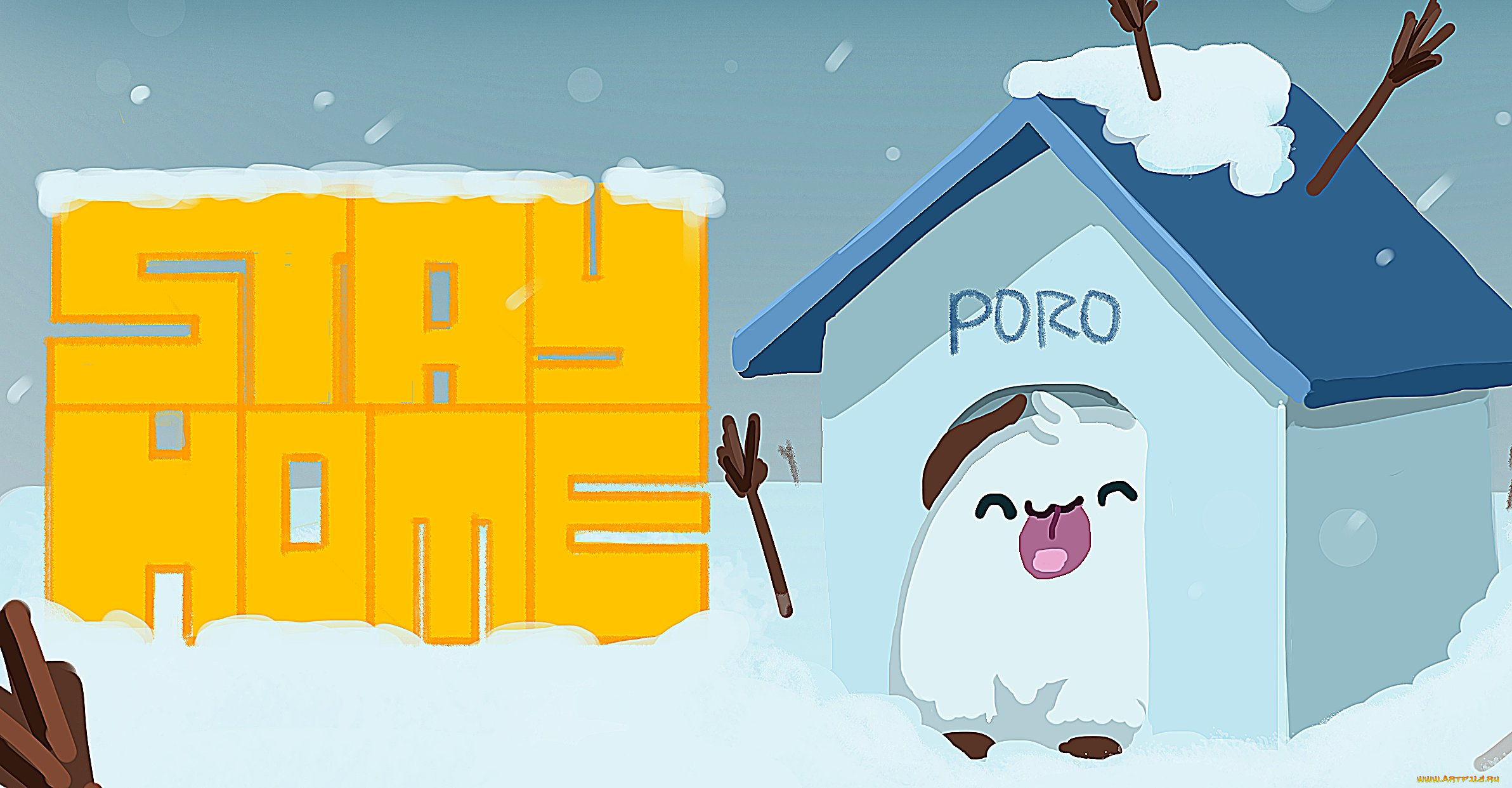 видео, игры, league, of, legends, поро, будка, снег