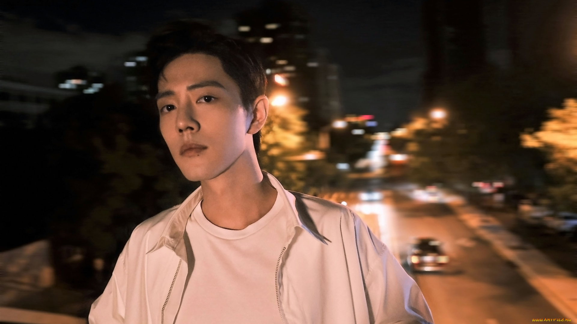 мужчины, xiao, zhan, актер, рубашка, улица, город