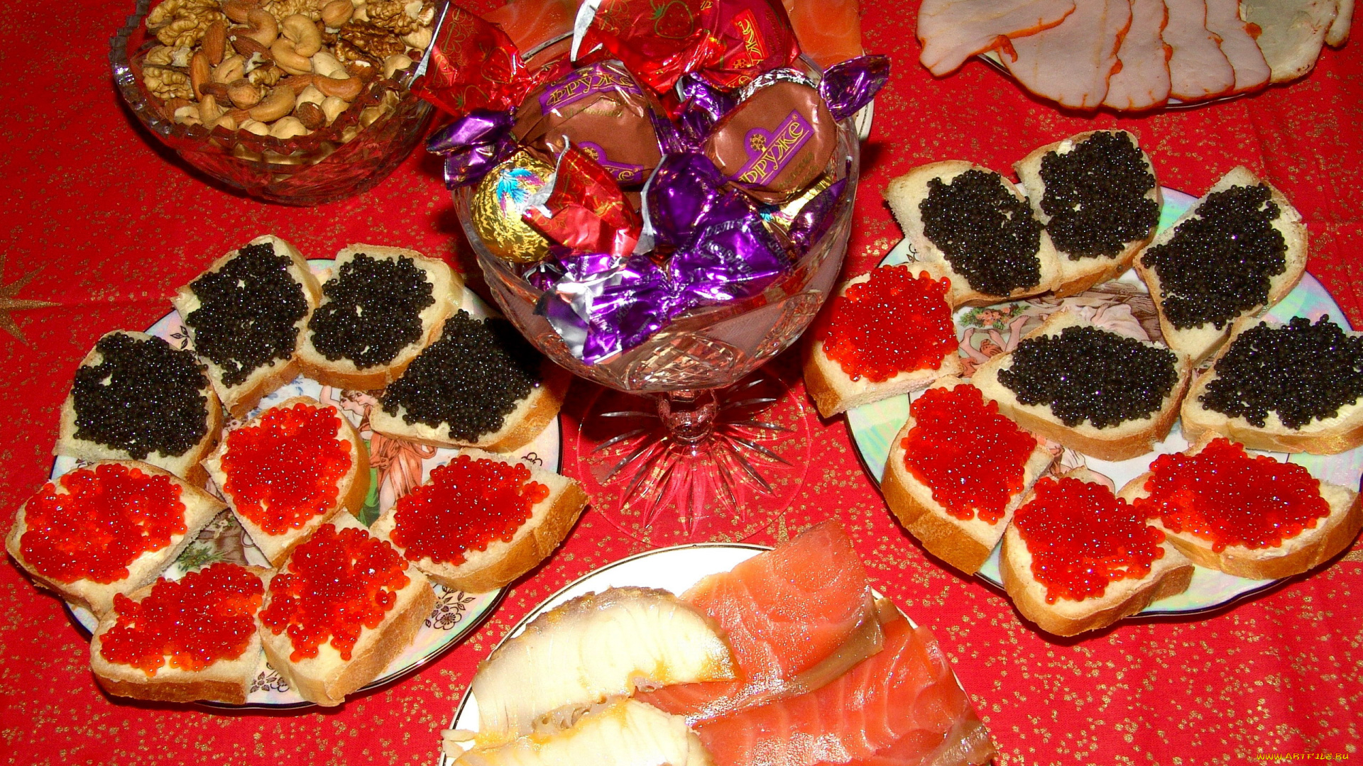 еда, разное, конфеты, орехи, бутерброды, икра, ветчина, колбаса, копченая, рыба