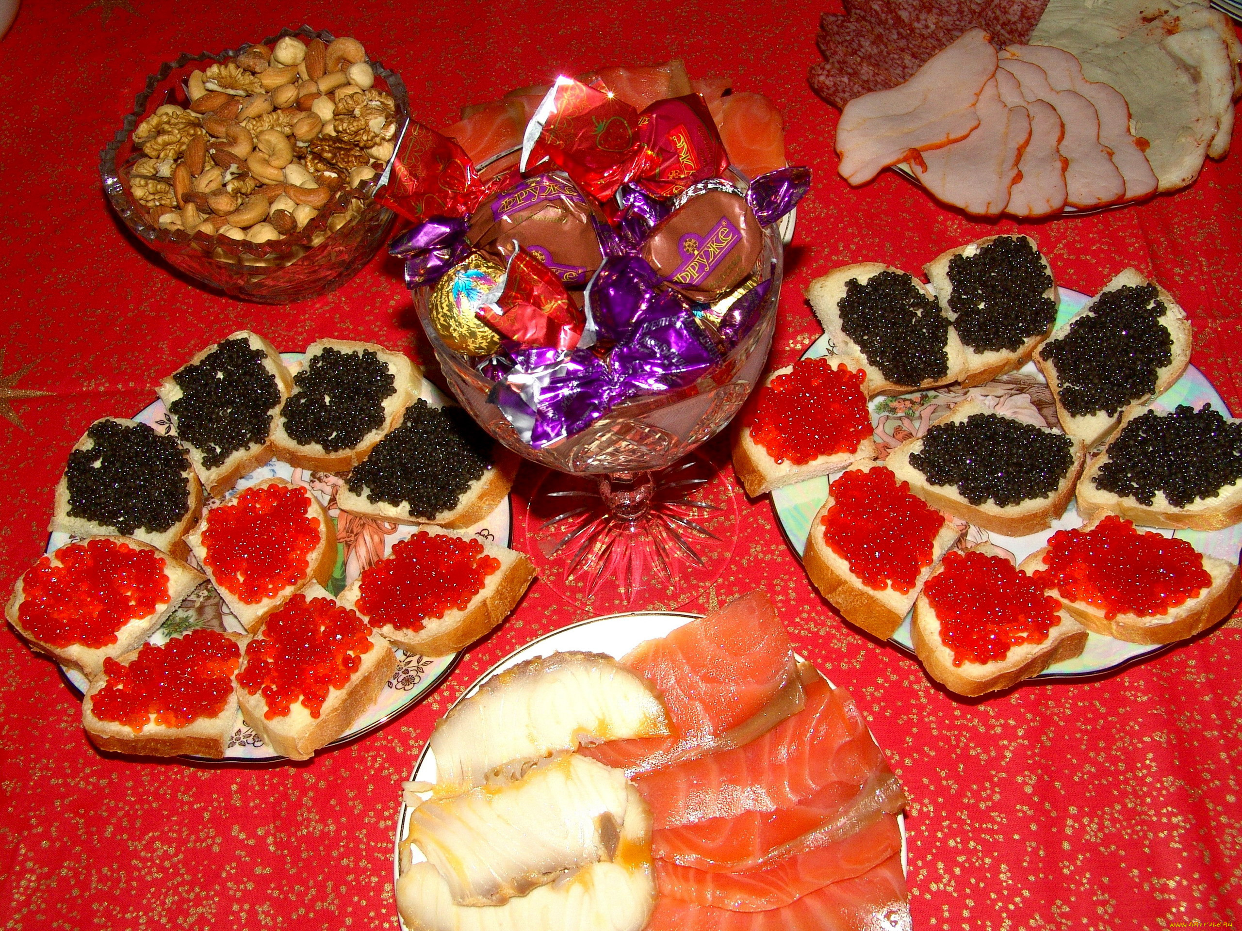 еда, разное, конфеты, орехи, бутерброды, икра, ветчина, колбаса, копченая, рыба