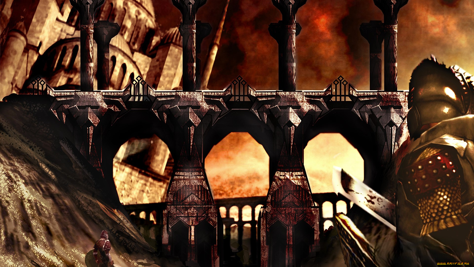 видео, игры, guild, wars, крепость, мост, воины, ров