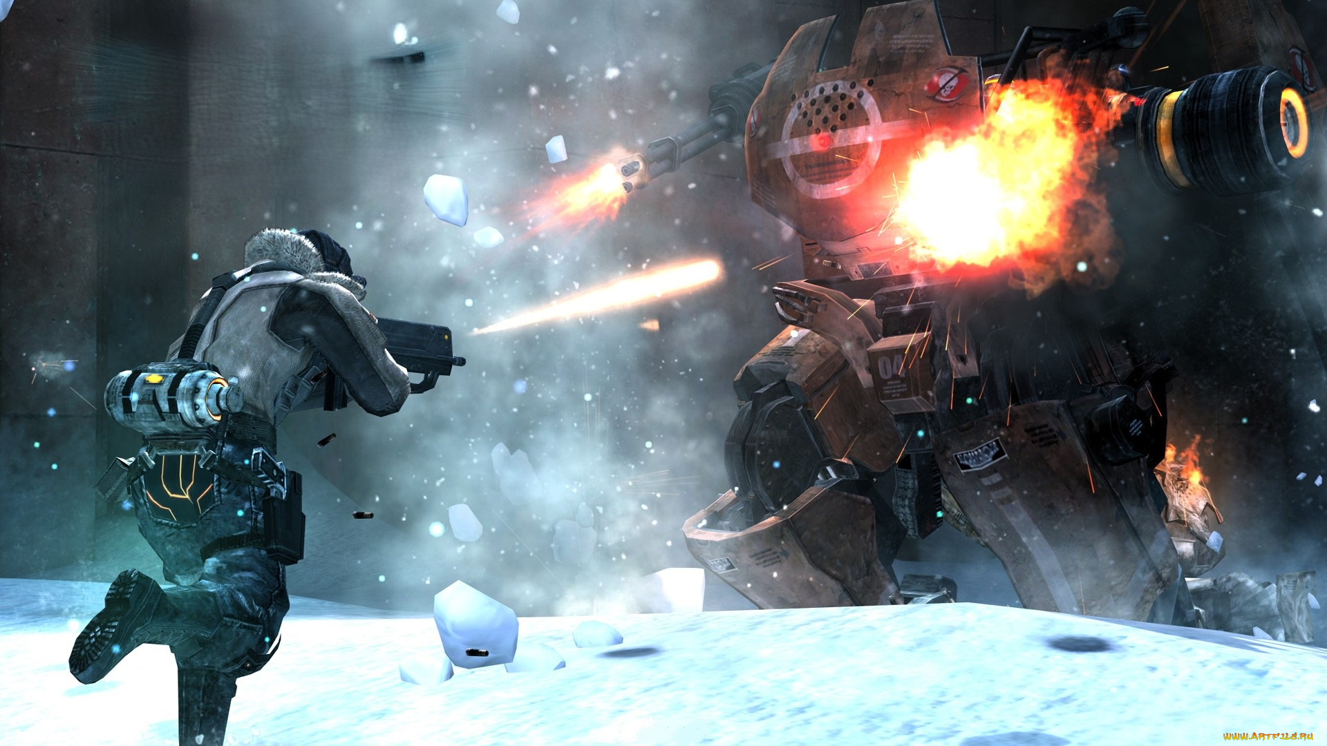 видео, игры, lost, planet, , extreme, condition, бой, поединок, оружие, робот, снег