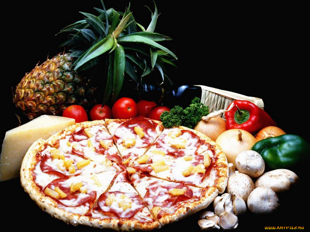 еда, пицца, помидоры, томаты, перец