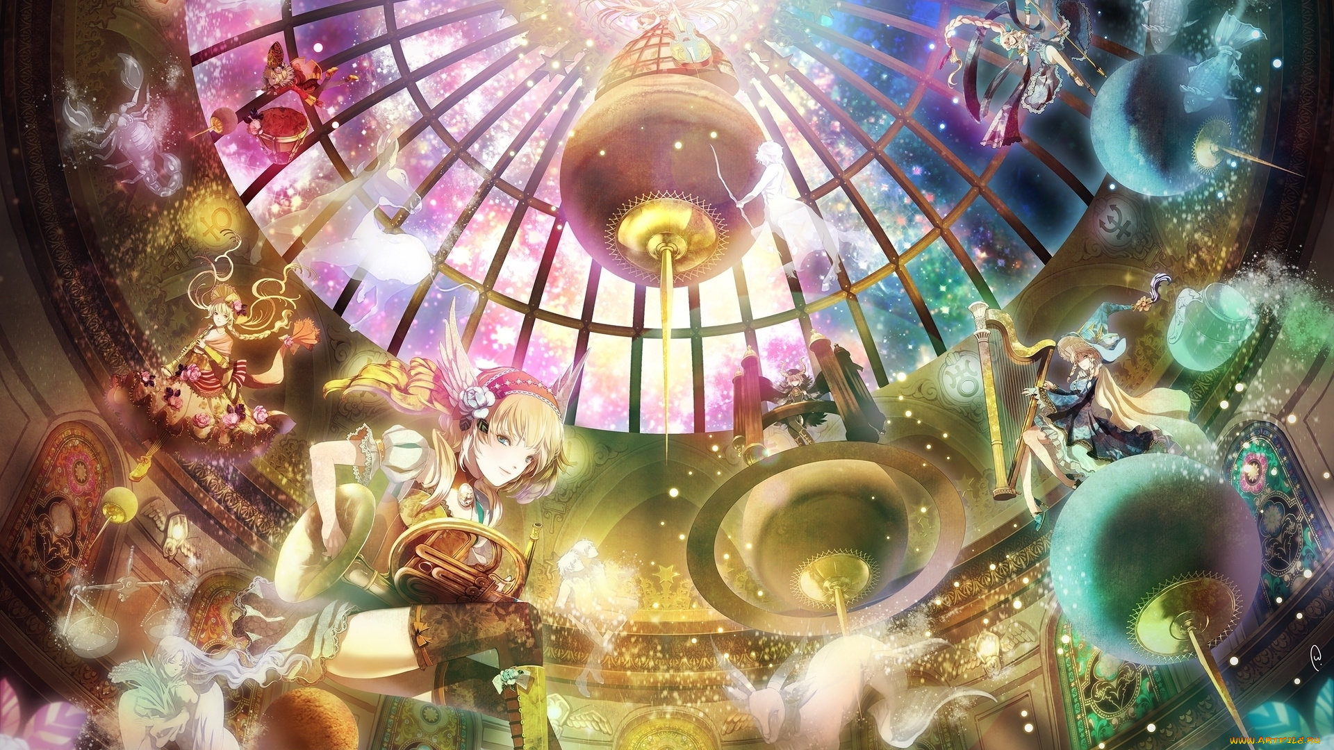 аниме, angels, demons, музыка, инструменты, магия, ангелы, бал, духи, ведьмы