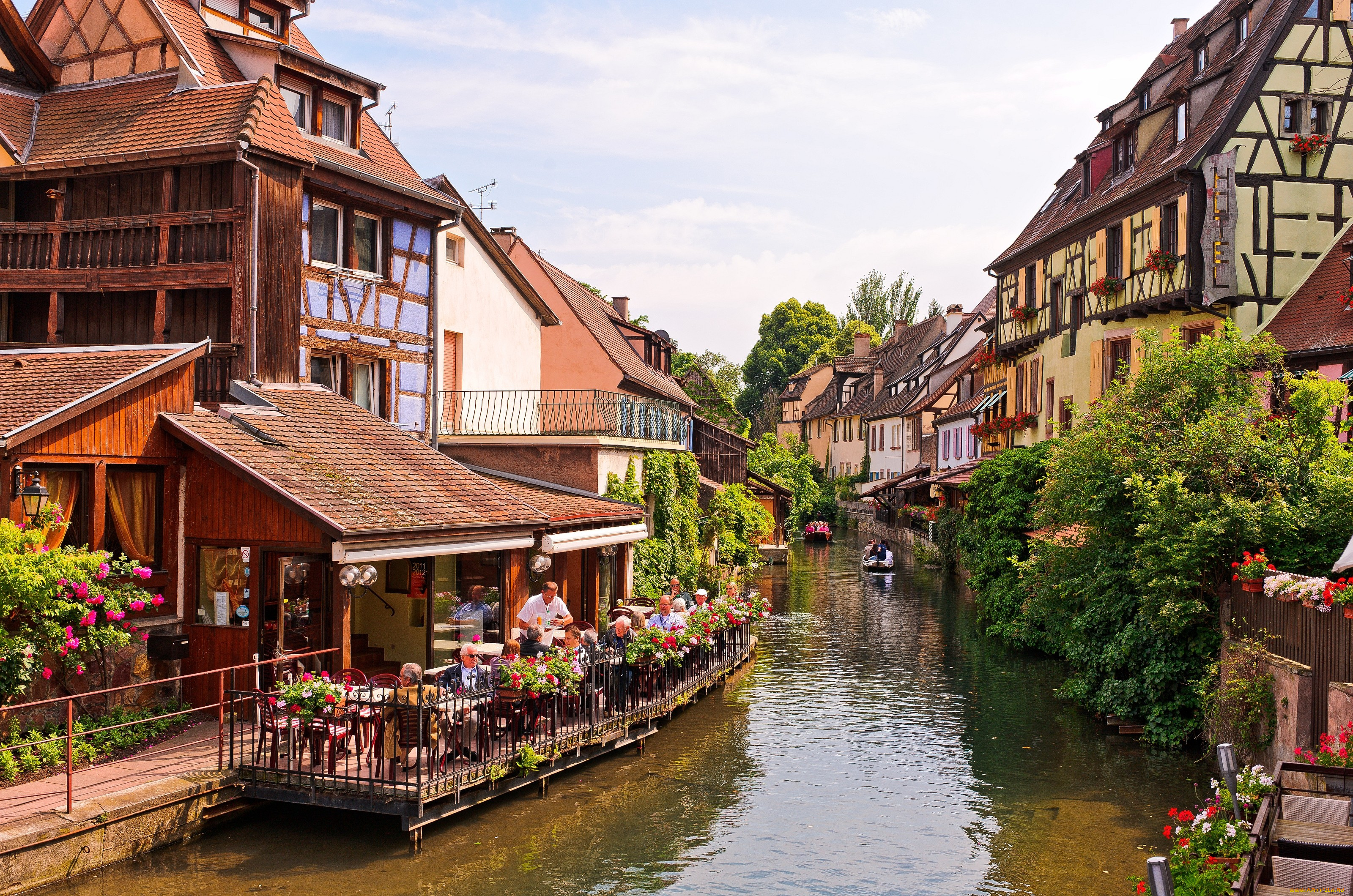 нидерланды, города, улицы, площади, набережные, дома, канал, лодки, кафе