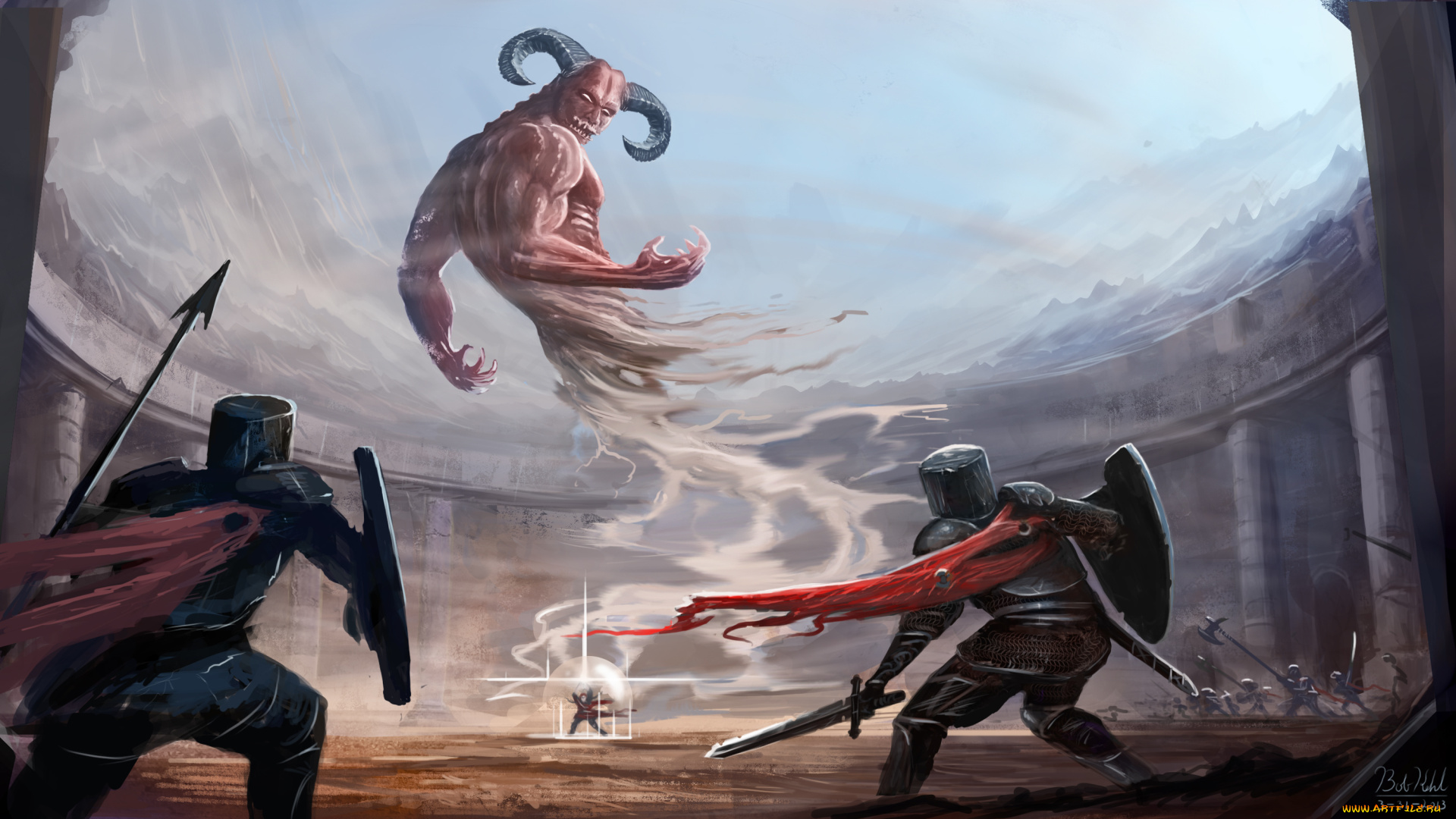 фэнтези, демоны, магия, демон, рыцари, арена, колизей