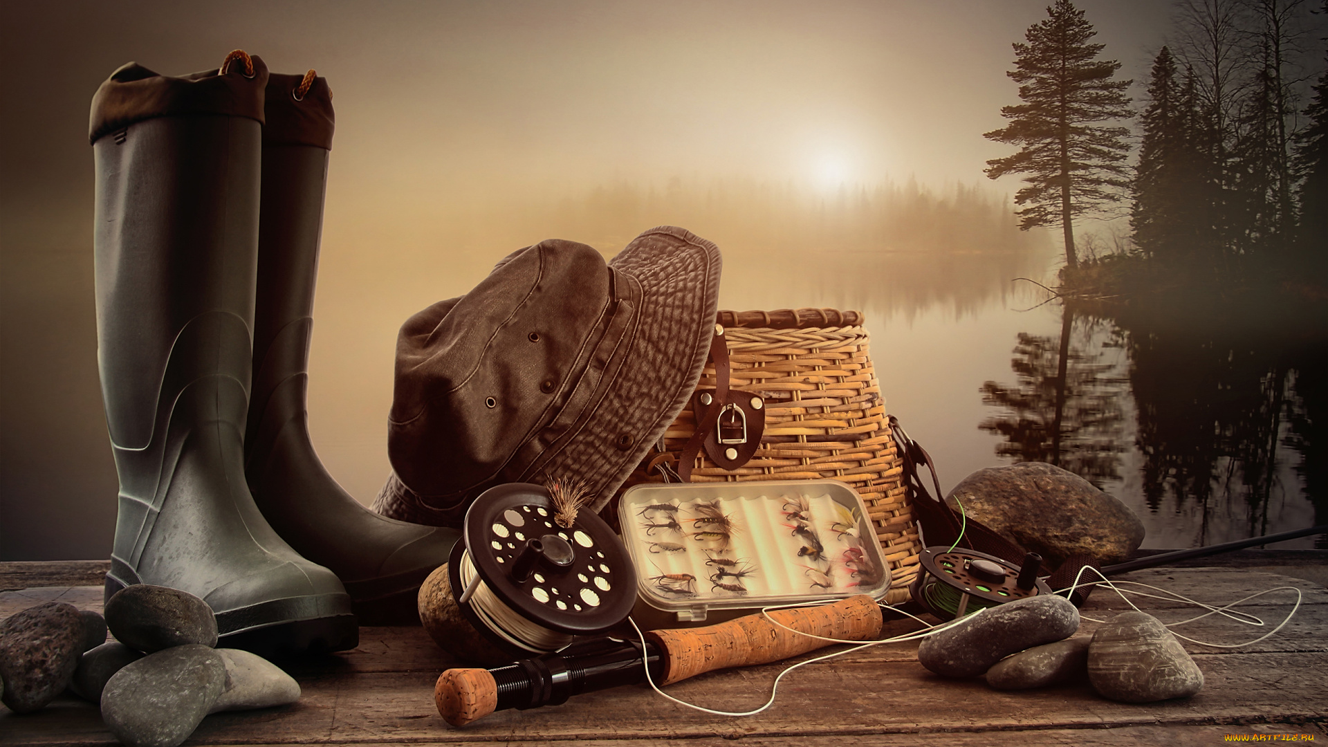 разное, рыбалка, , рыбаки, , улов, , снасти, сапоги