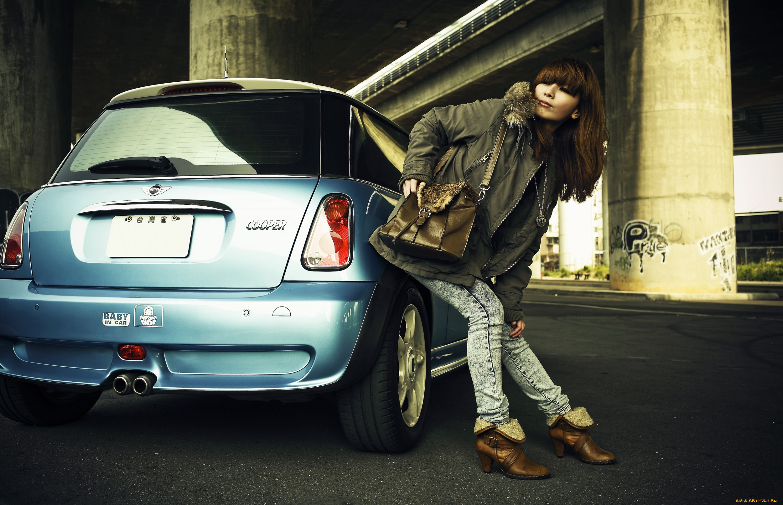 автомобили, авто, с, девушками, сумка, дама, мини, гараж