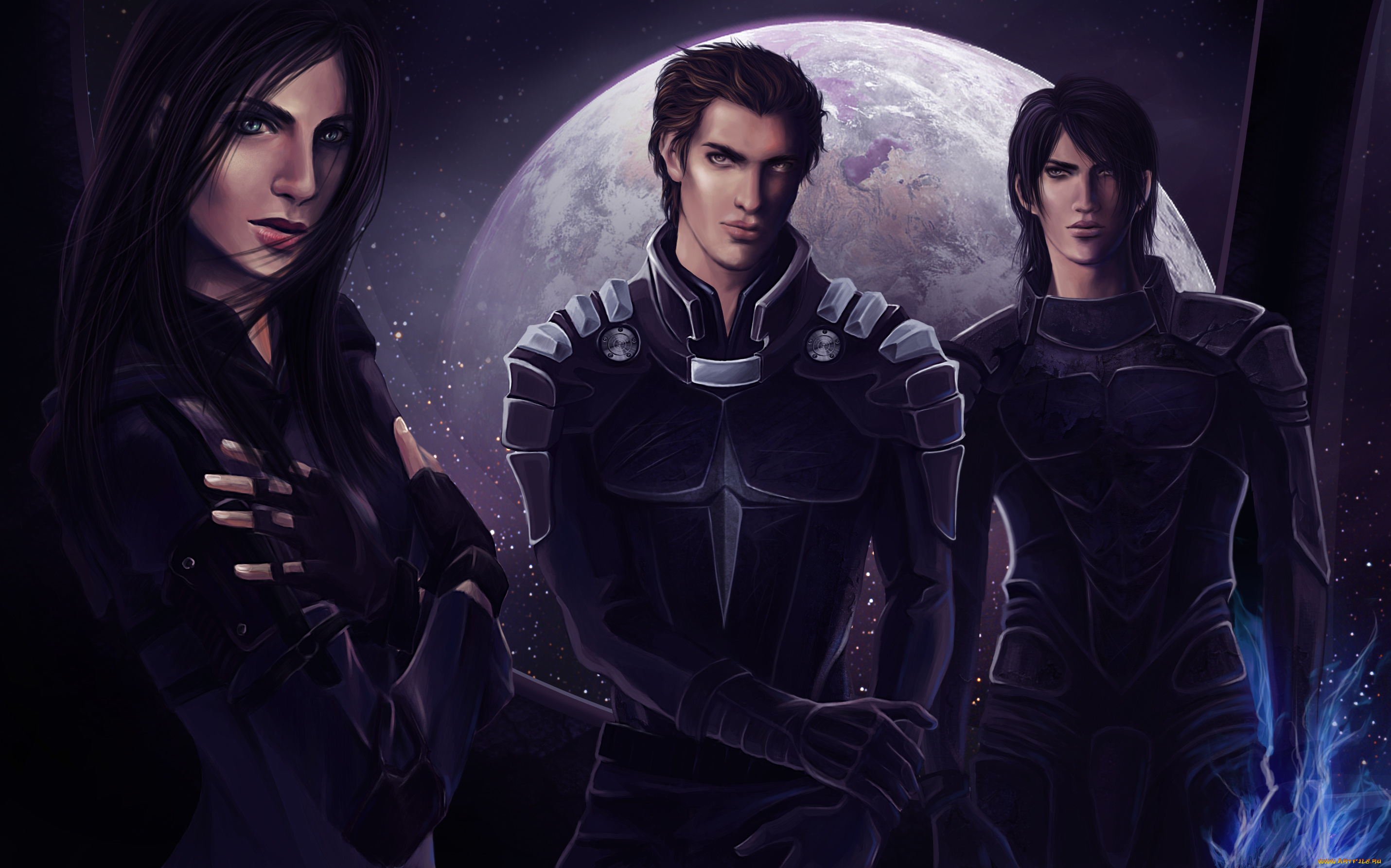 фэнтези, люди, команда, экипаж, парни, девушка, космос