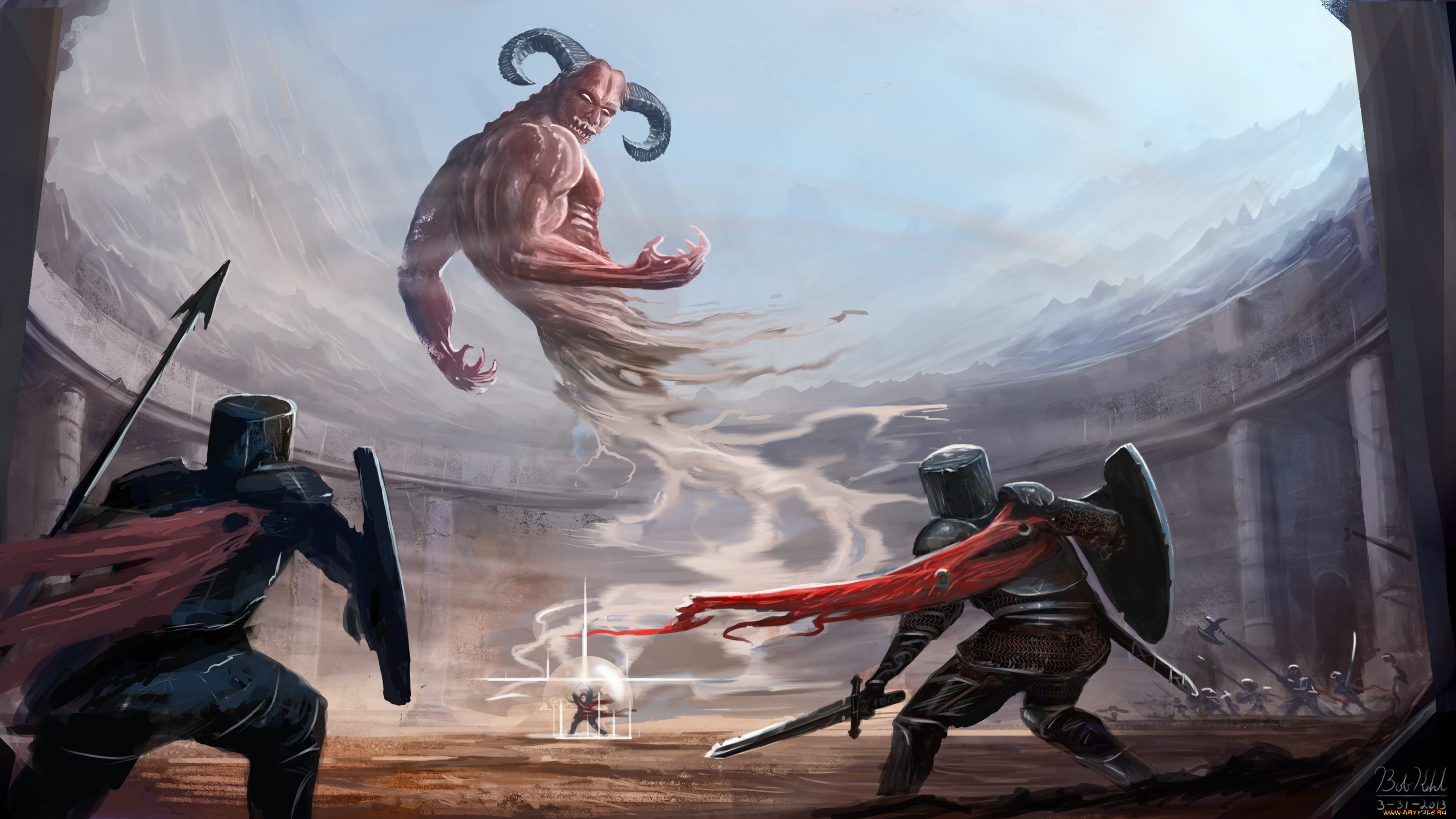 фэнтези, демоны, магия, демон, рыцари, арена, колизей