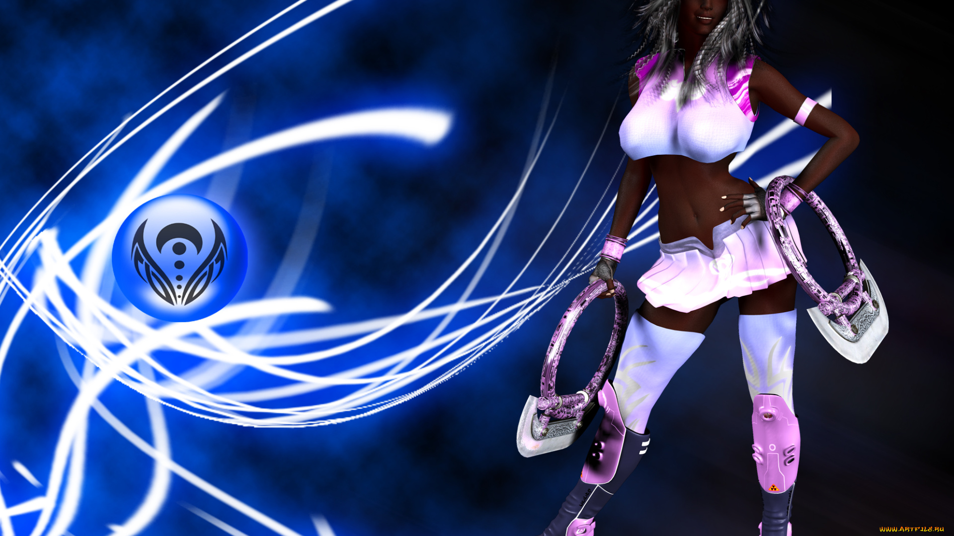 3д, графика, фантазия, , fantasy, символ, улыбка, фон, взгляд, девушка