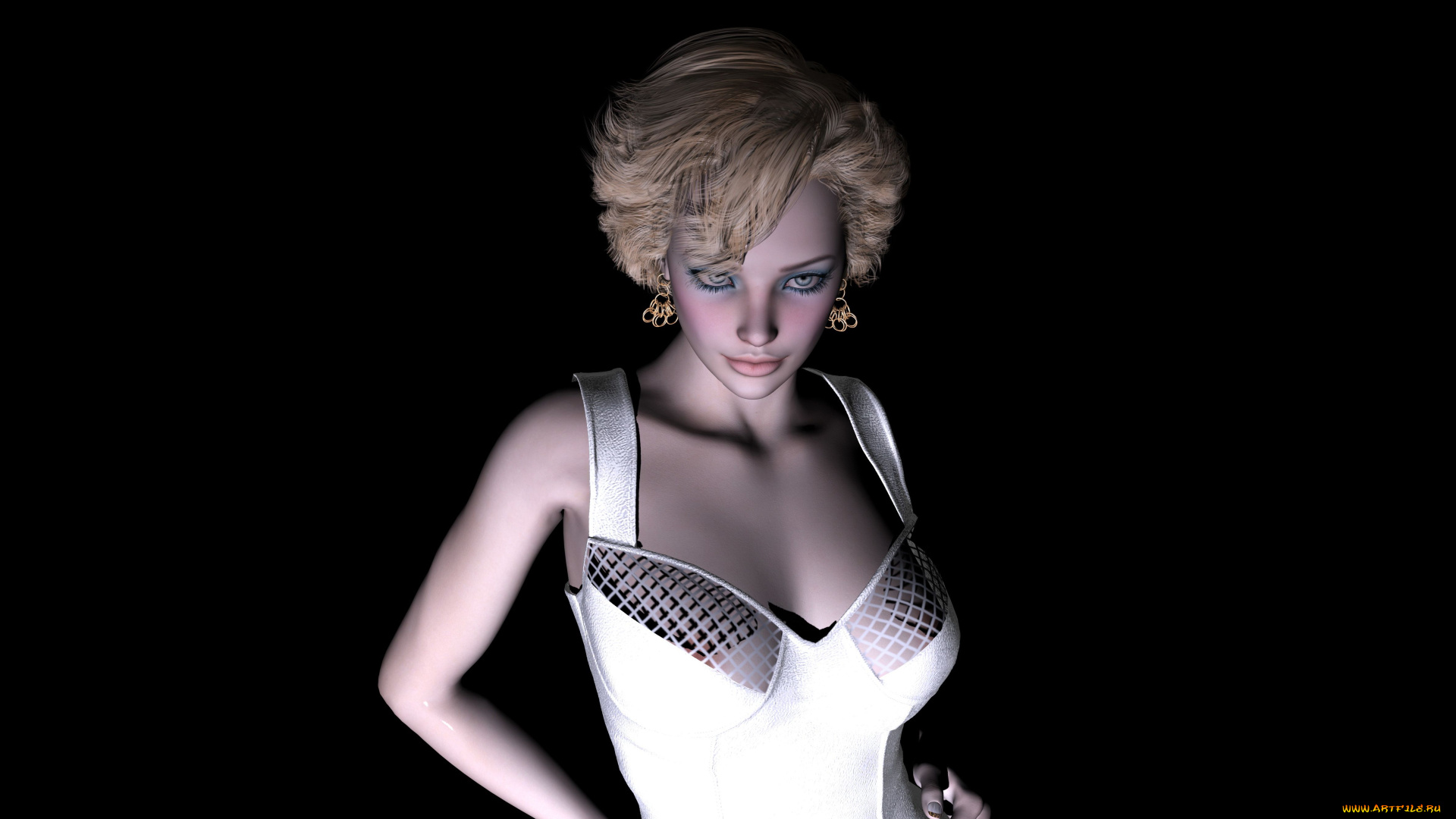 3д, графика, люди, , people, блондинка, фон, взгляд, девушка