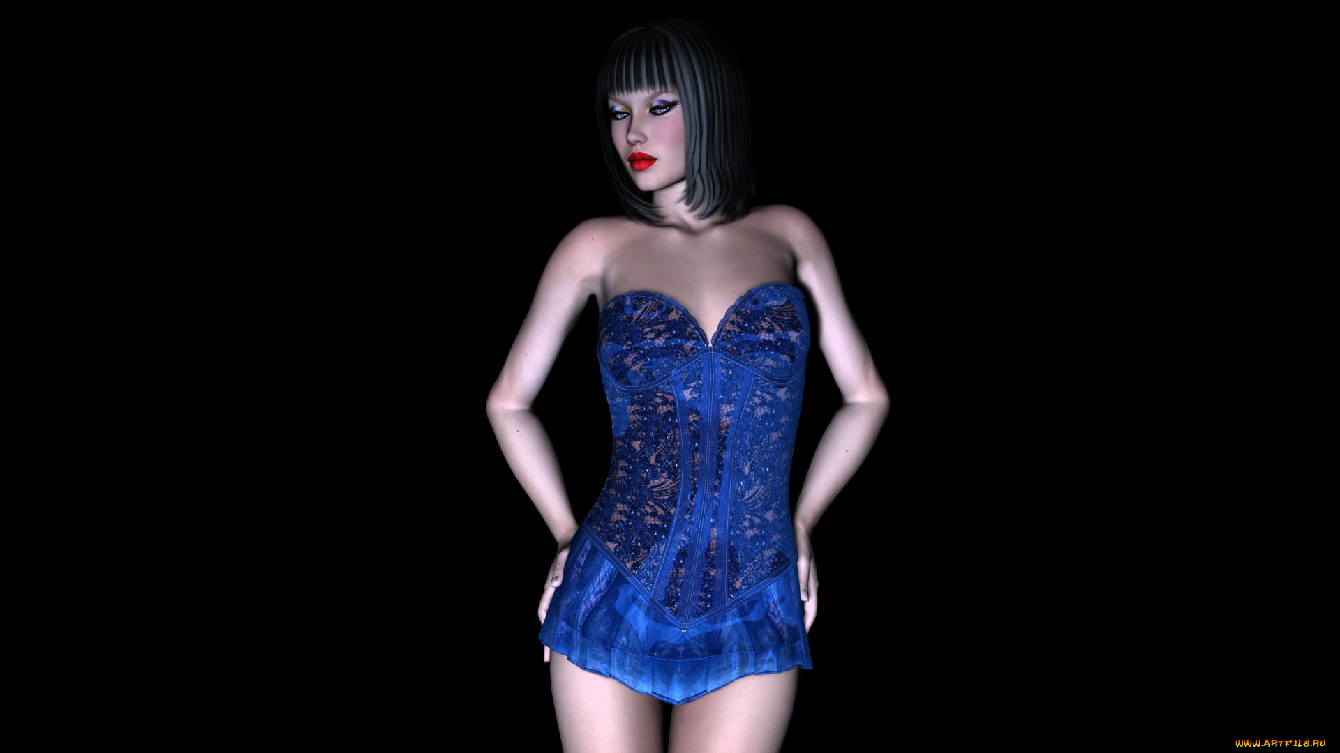 3д, графика, люди, , people, платье, фон, взгляд, девушка