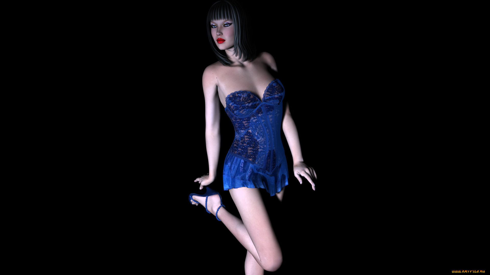 3д, графика, люди, , people, взгляд, платье, фон, девушка