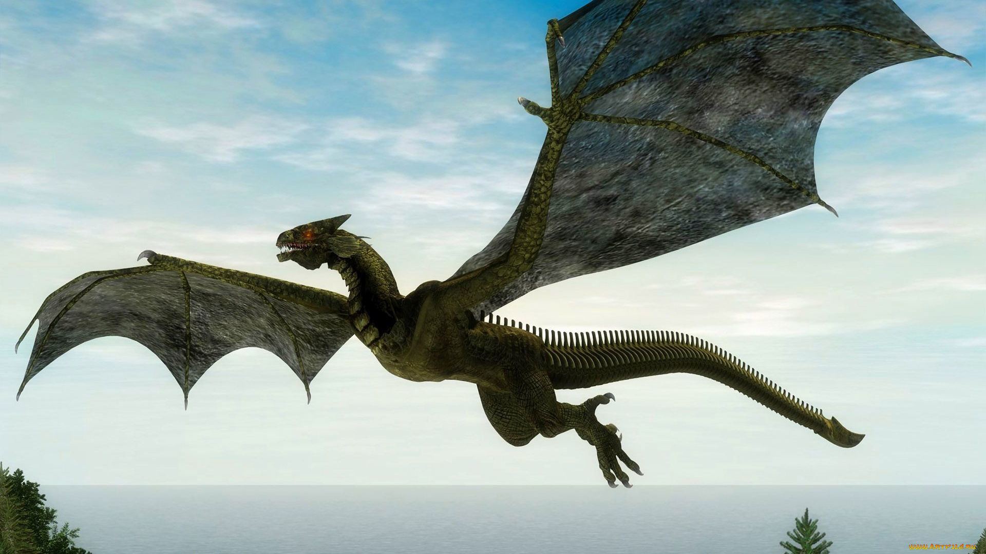 3д, графика, существа, , creatures, полет, дракон