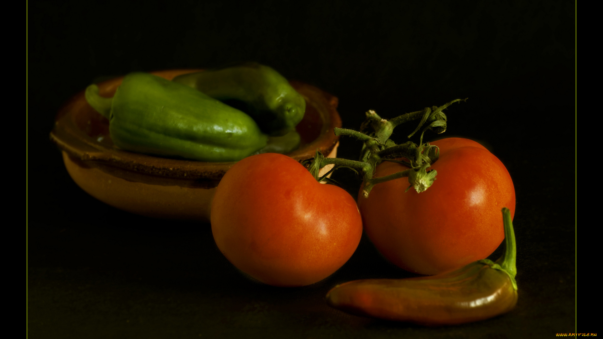 еда, овощи, томаты, перец