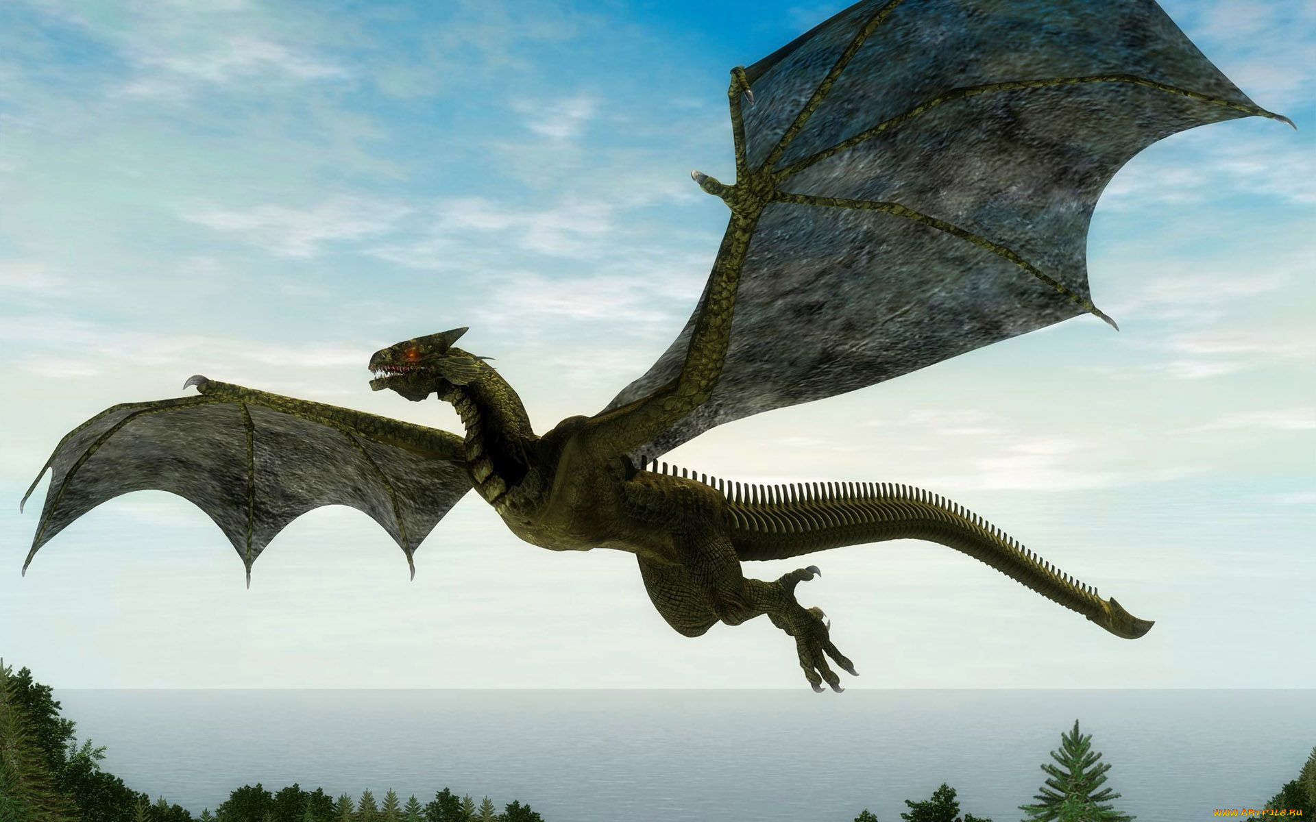 3д, графика, существа, , creatures, полет, дракон